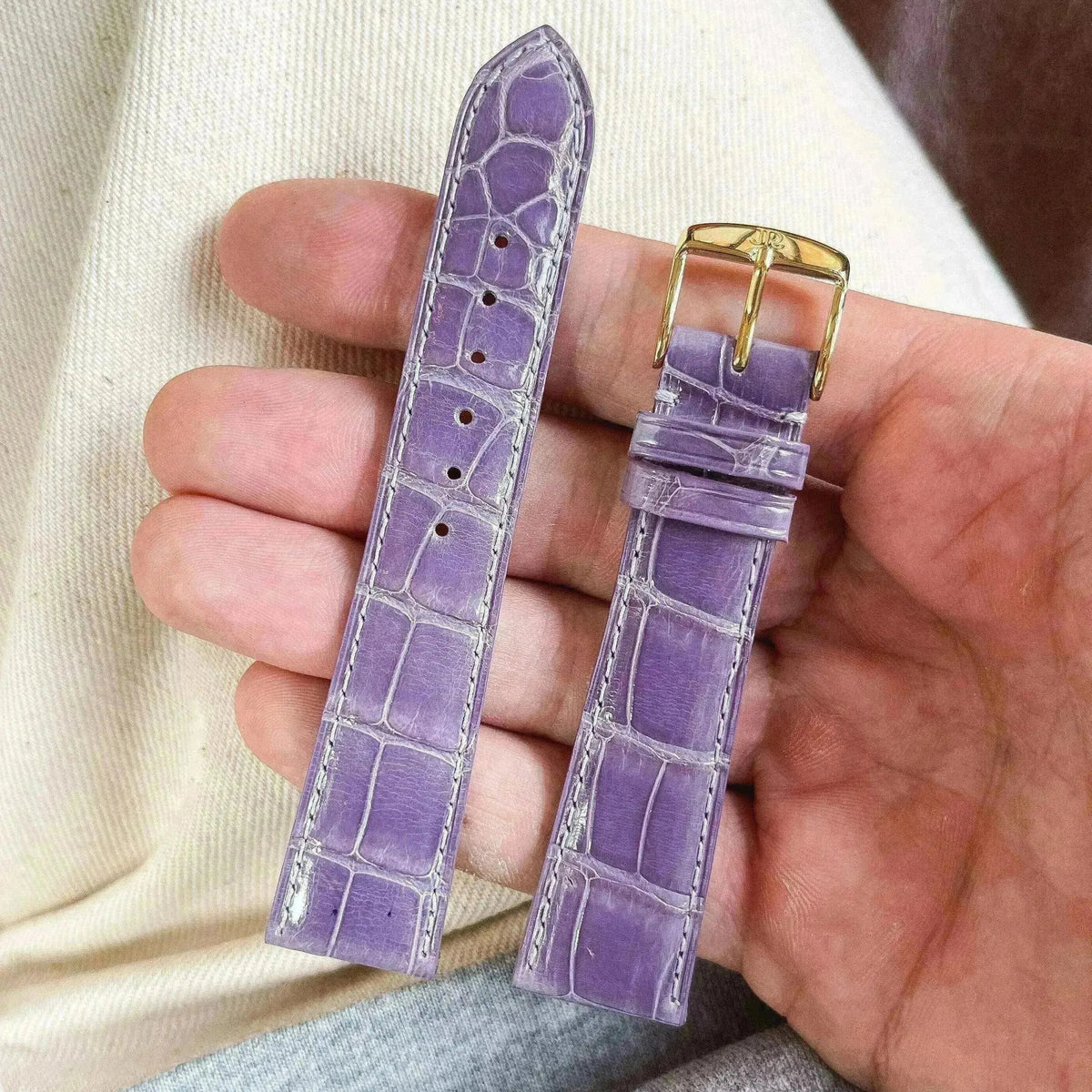 New Phillip Stein exotic rare Alligator Woman’s Watch Band light Lilac  20 mm Purple Genuine Alligator Skin Watch Strap, Handmade Leather  main image 4