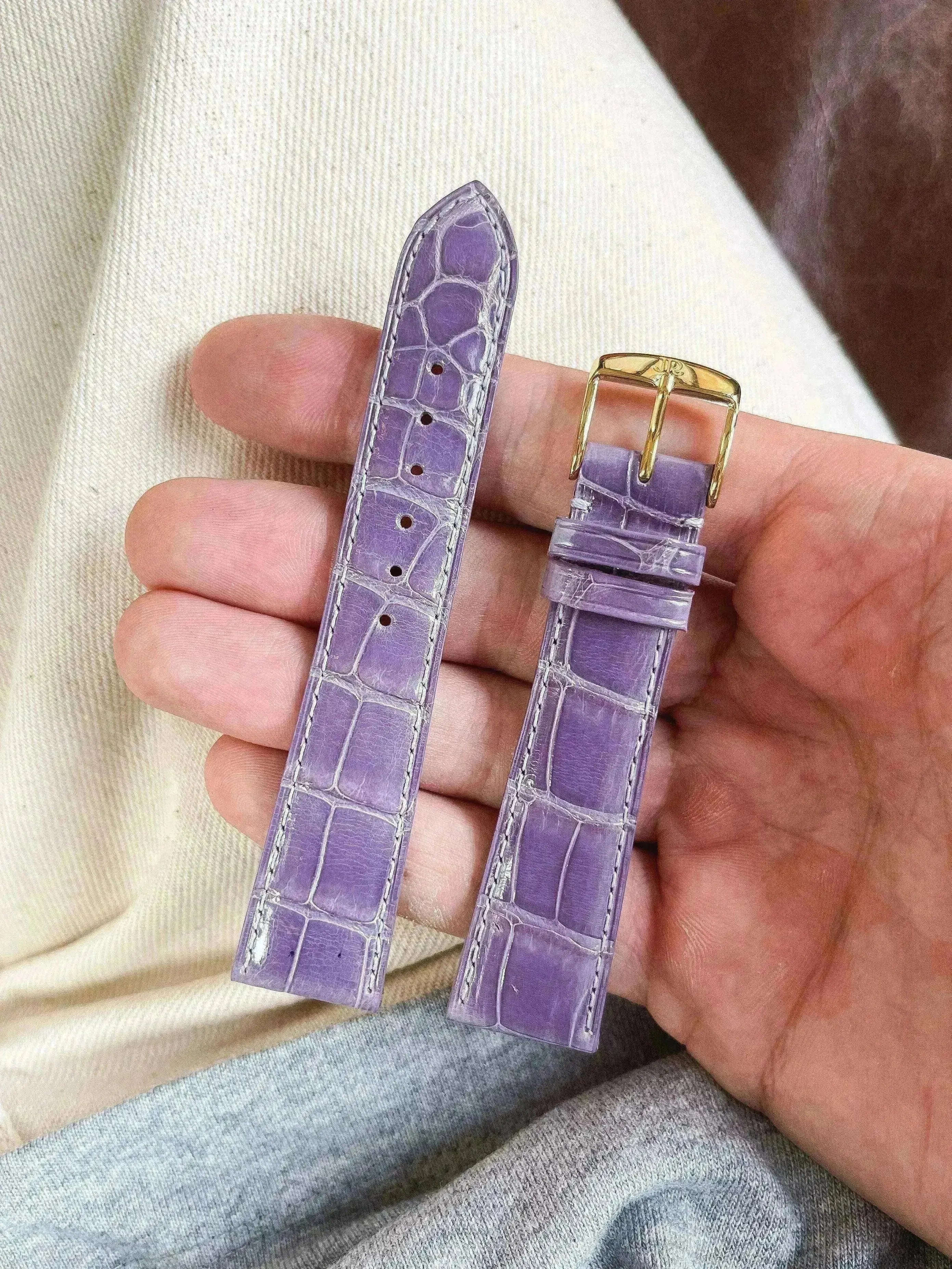 Bracelet de montre violet vintage - Cuir Alligator - Atelier Victor