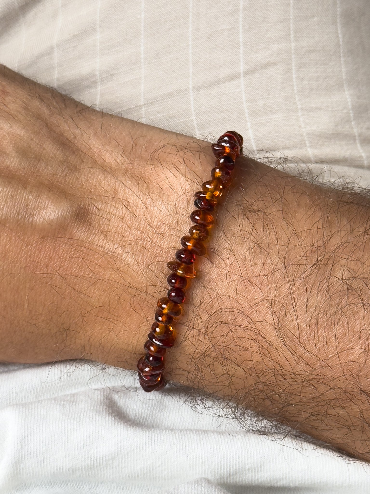 Bracelet en Ambre Baltique naturel - Plaques Orange Foncé - Atelier Victor