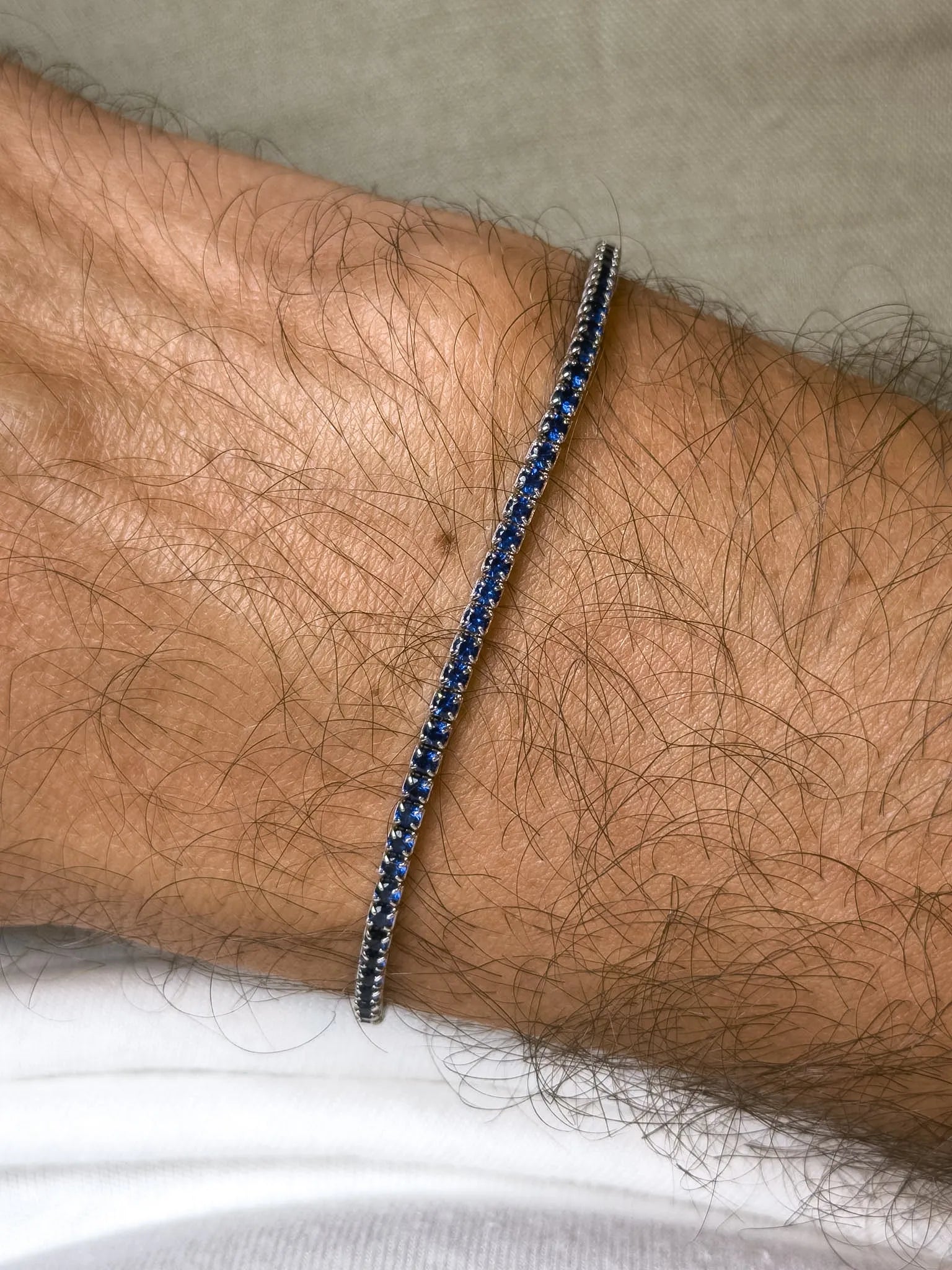 Bracelet Tennis en argent 925 & Zirconium - Octavien Bleu - Moyen Modèle - Atelier Victor