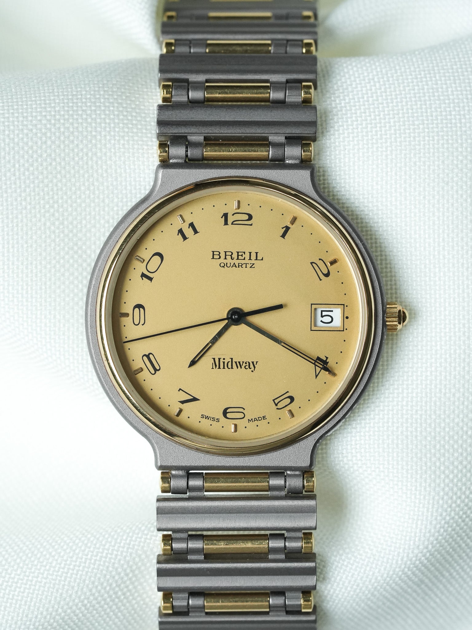Breil - Матовый серый с золотым циферблатом - Новый со склада - 1990s 