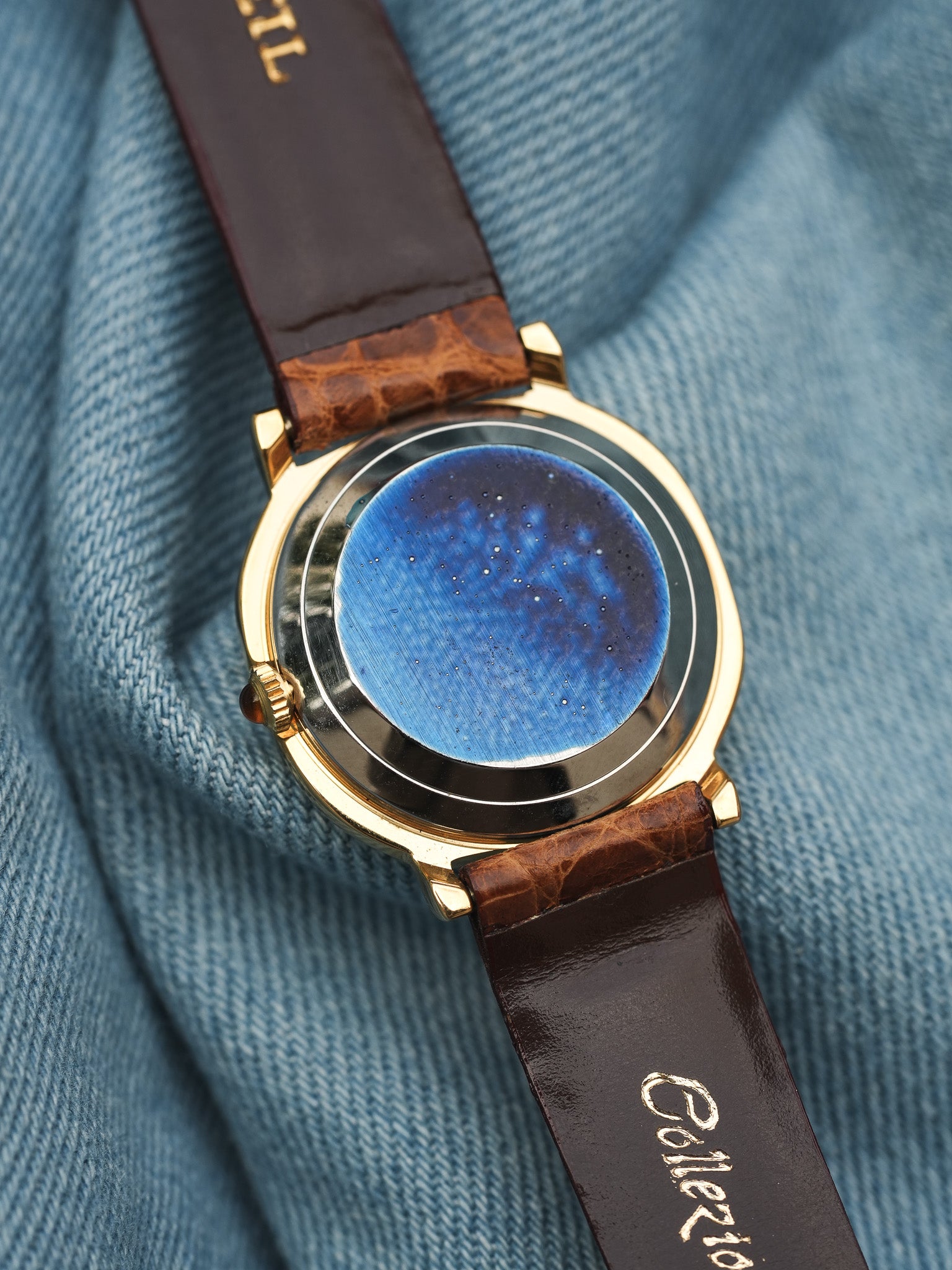 Breil - Mini Octogonale Or Cadran blanc Cabochon orange - NOS - 1980s - Atelier Victor Paris - Vintage Watch Shop Dubai