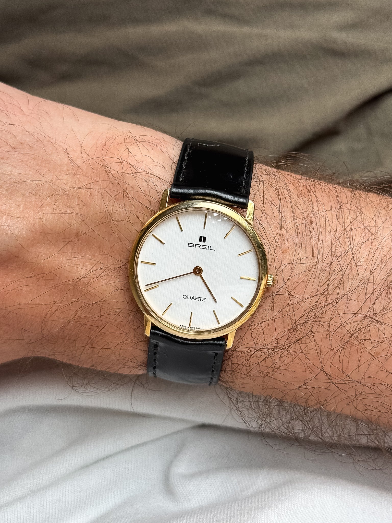 Breil - Ronde Or Tapisserie Blanc - 1990s - Atelier Victor - Vintage Watch Shop