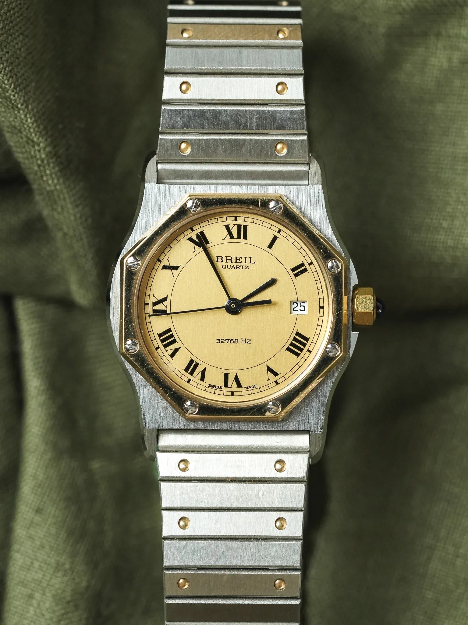 Breil - "Santos" Octogonale Acier Or - 1980s - Atelier Victor