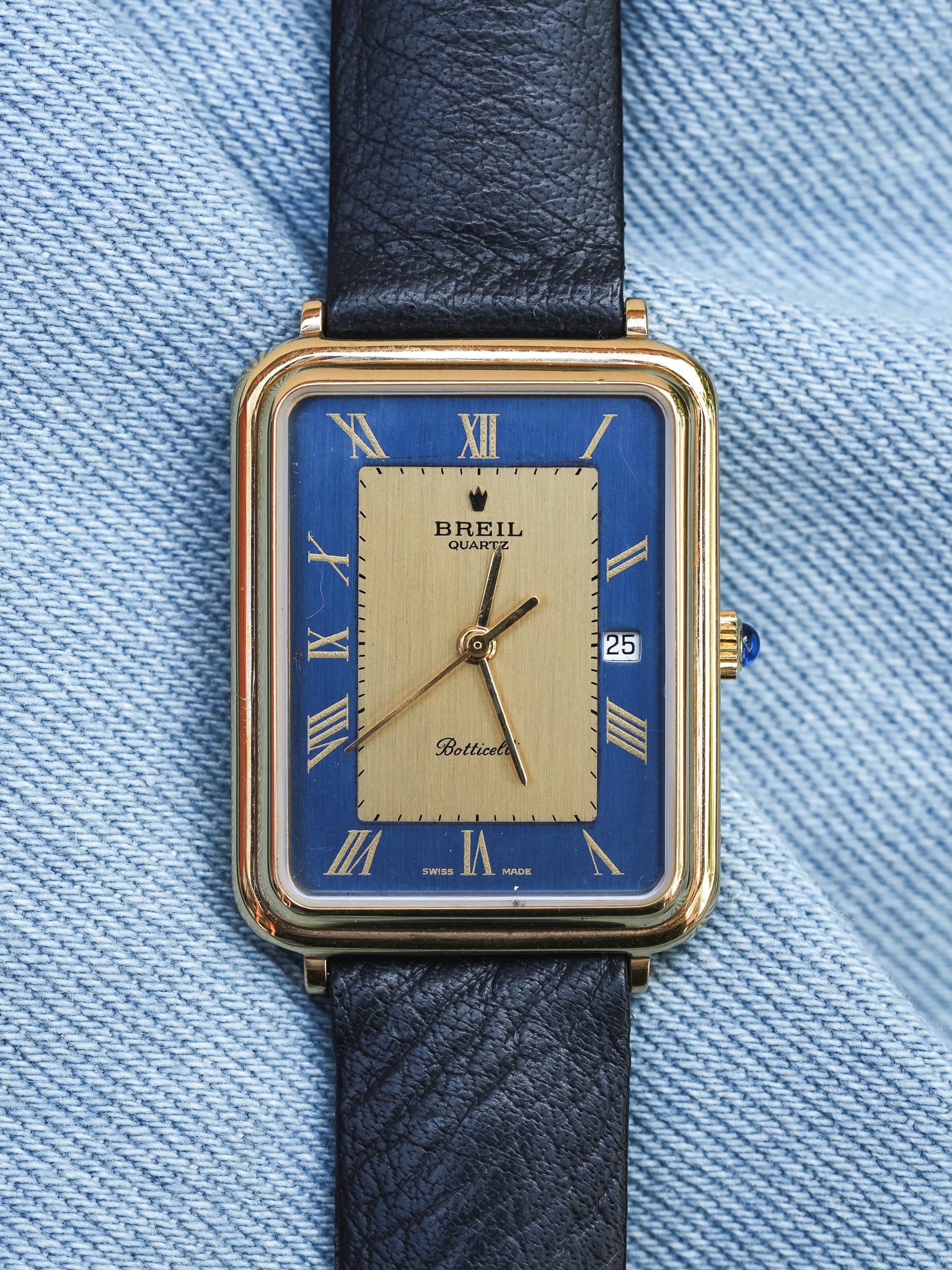 Breil - Tank Bleu Or Cabochon - NOS - 1980s - Atelier Victor - Vintage  Shop