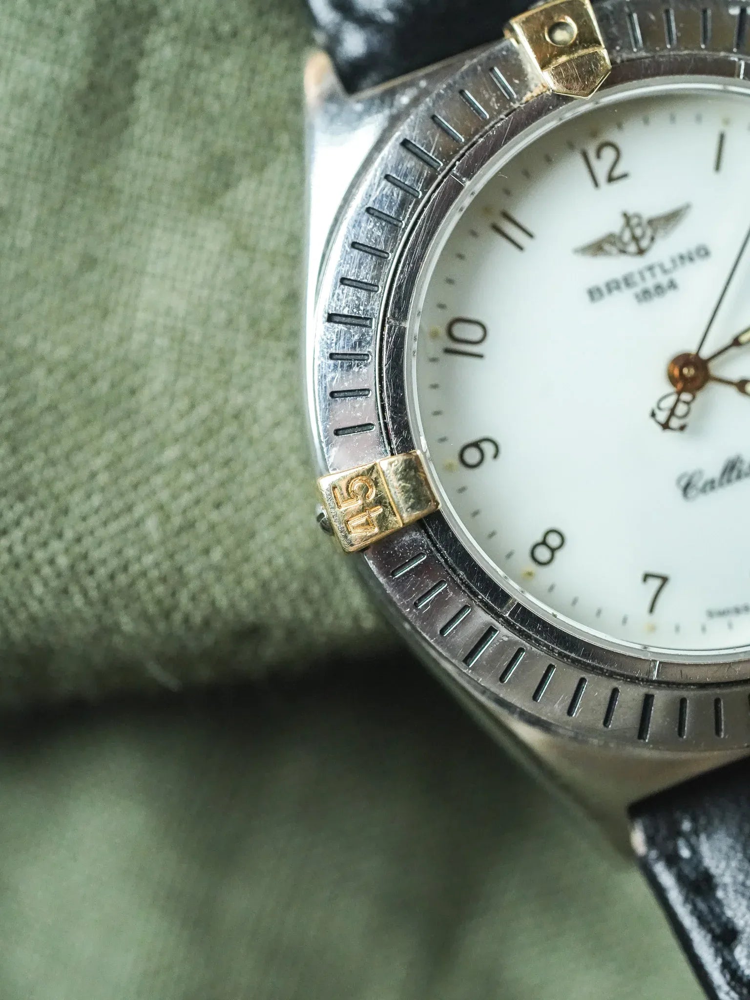 Breitling - Callisto Cadran blanc Lunette acier or - 1990s - Atelier Victor