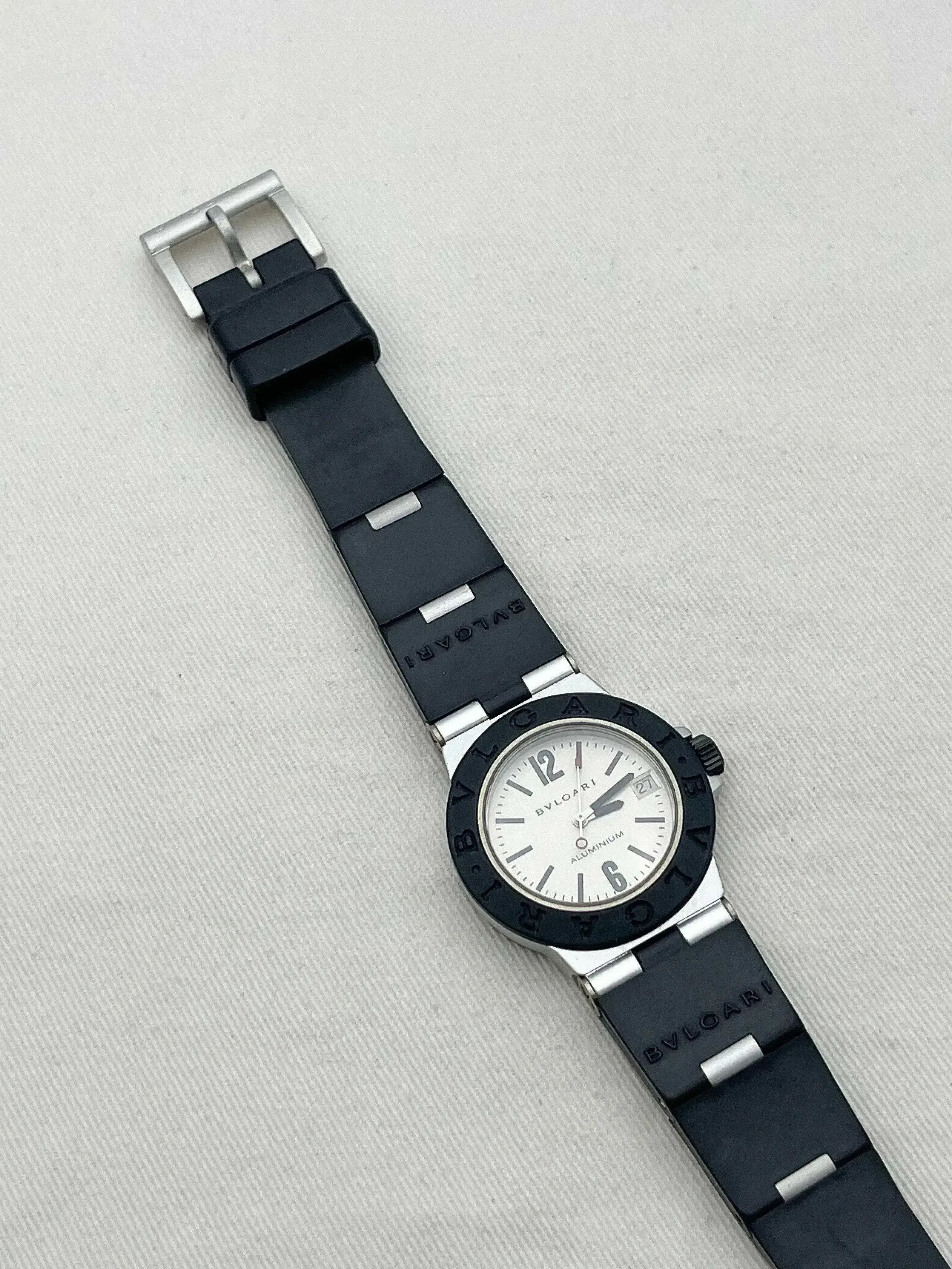 Bvlgari - Aluminum Quartz Bracelet Caoutchouc- 2000s - Atelier Victor