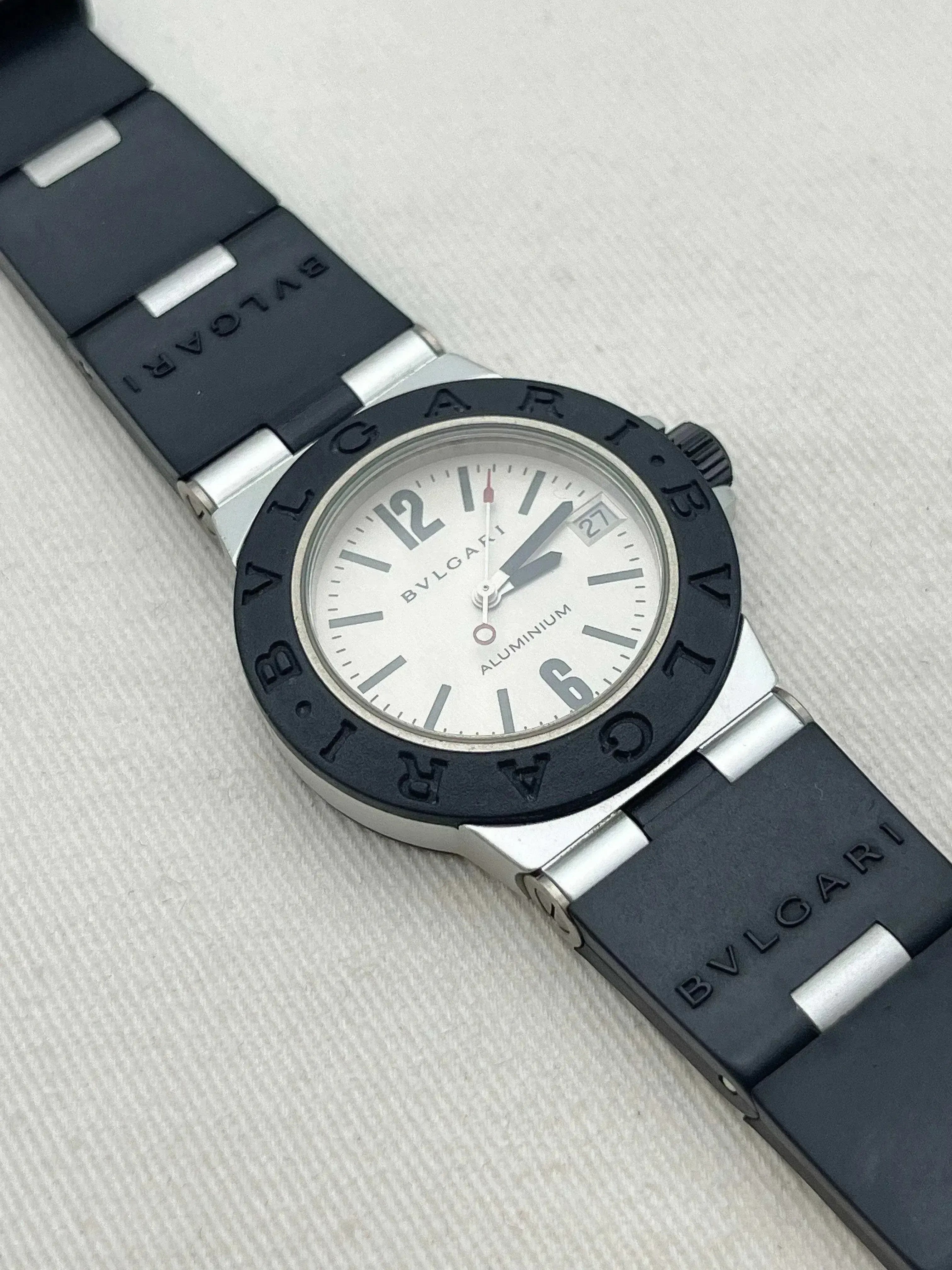 Bvlgari - Aluminum Quartz Bracelet Caoutchouc- 2000s - Atelier Victor
