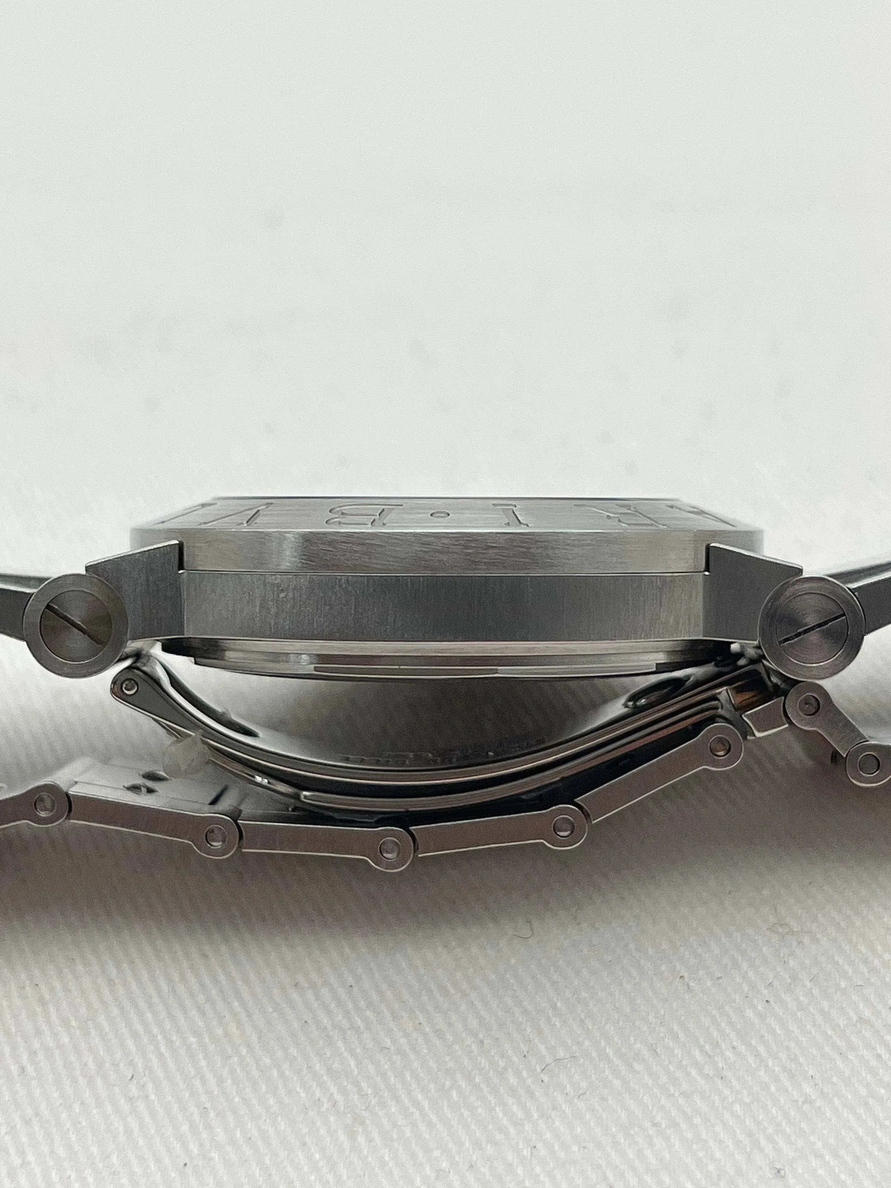Bvlgari - Bvlgari Bracelet acier cadran noir - Boite & Papier - 2000s - Atelier Victor - Vintage  Shop