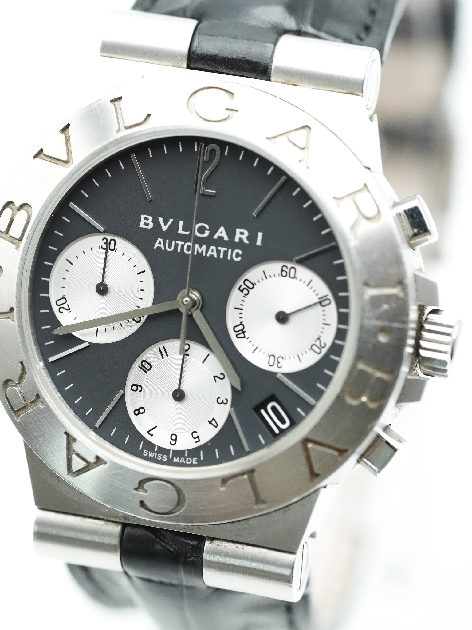 Bvlgari - Diagono Chronograph Cadran Noir - 1990s - Atelier Victor Paris - Vintage Watch Shop Dubai