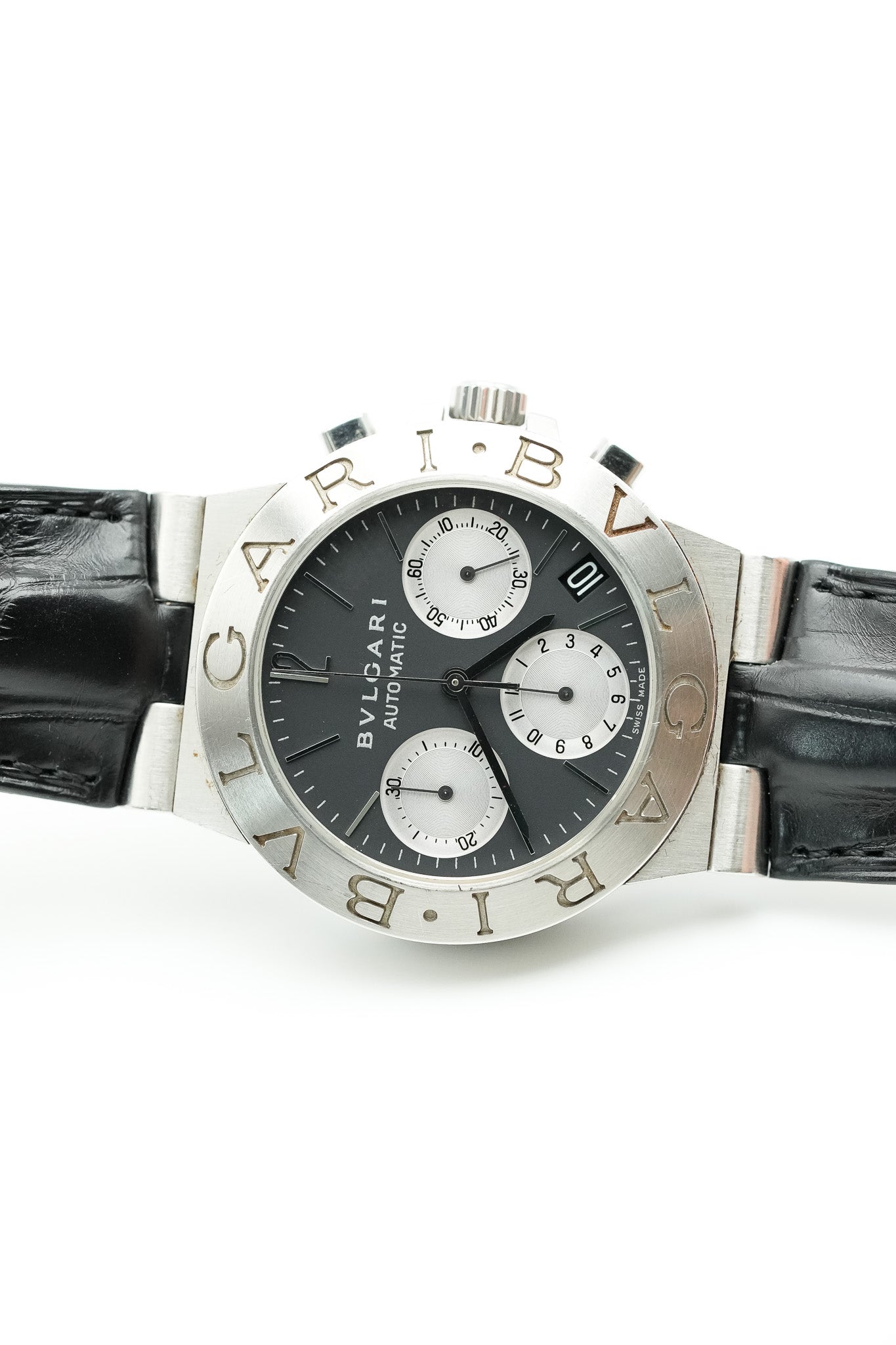 Bvlgari - Diagono Chronograph Cadran Noir - 1990s - Atelier Victor Paris - Vintage Watch Shop Dubai