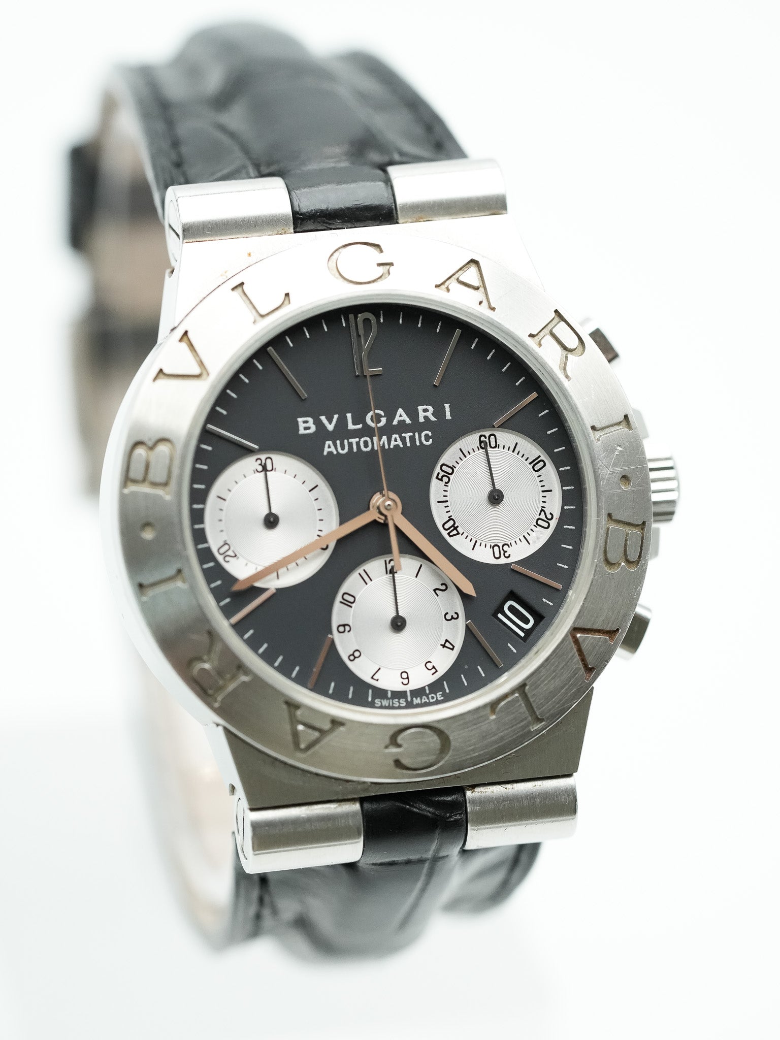 Bvlgari - Diagono Chronograph Cadran Noir - 1990s - Atelier Victor Paris - Vintage Watch Shop Dubai