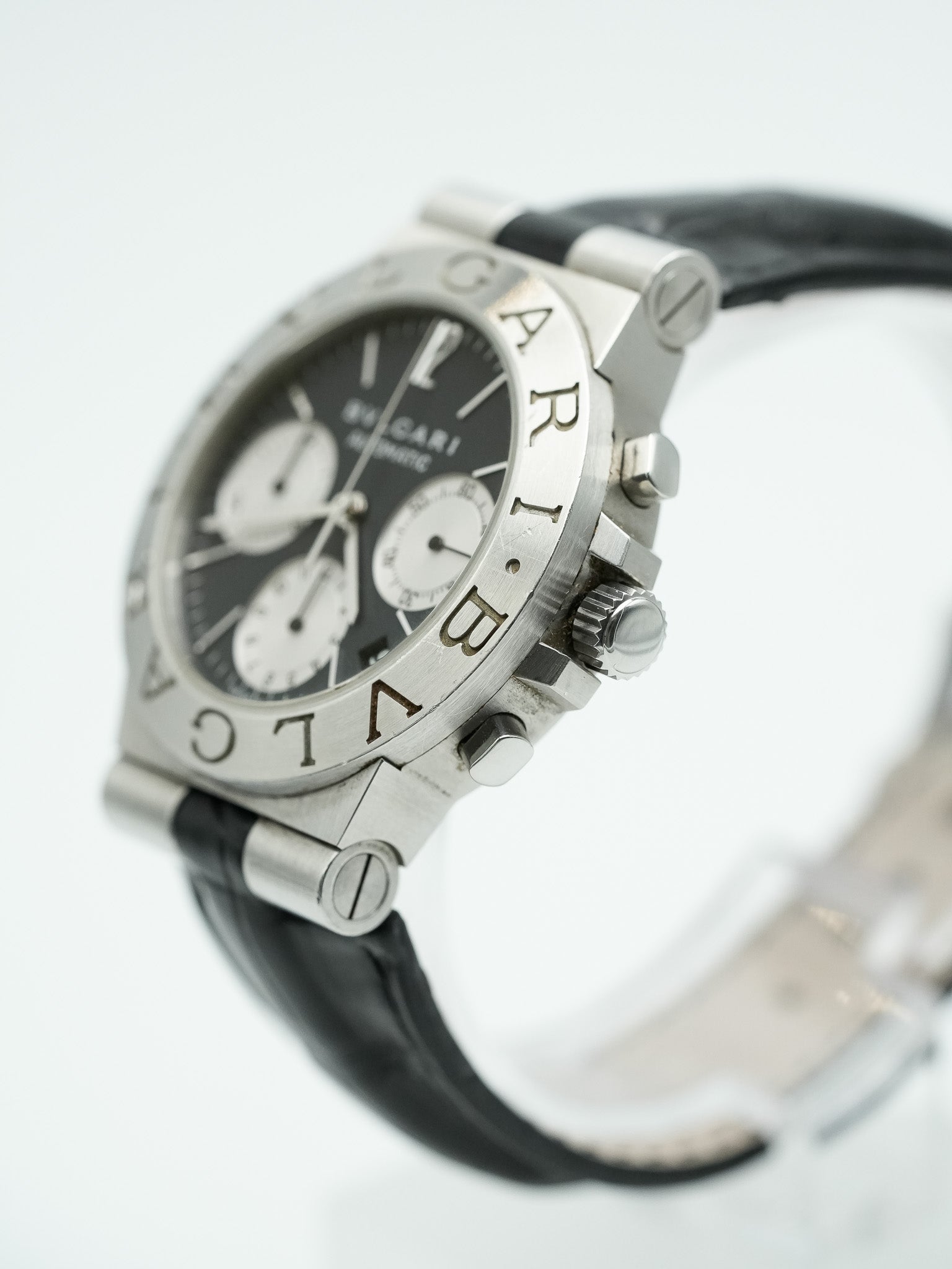 Bvlgari - Diagono Chronograph Cadran Noir - 1990s - Atelier Victor Paris - Vintage Watch Shop Dubai
