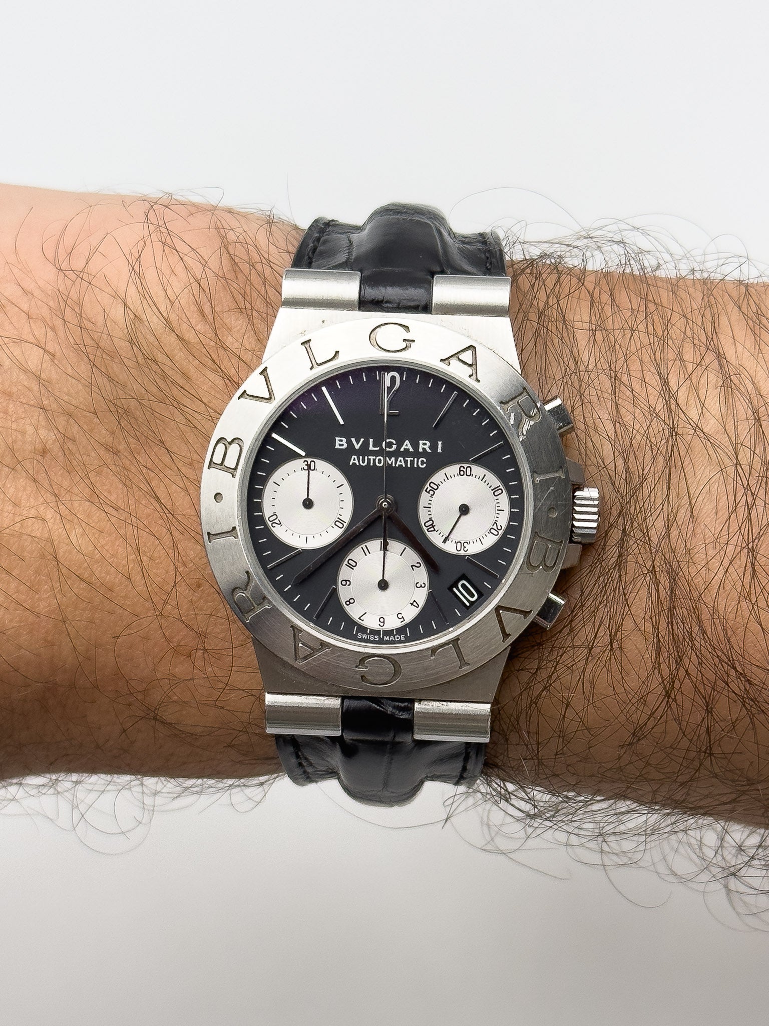Bvlgari - Diagono Chronograph Cadran Noir - 1990s - Atelier Victor Paris - Vintage Watch Shop Dubai