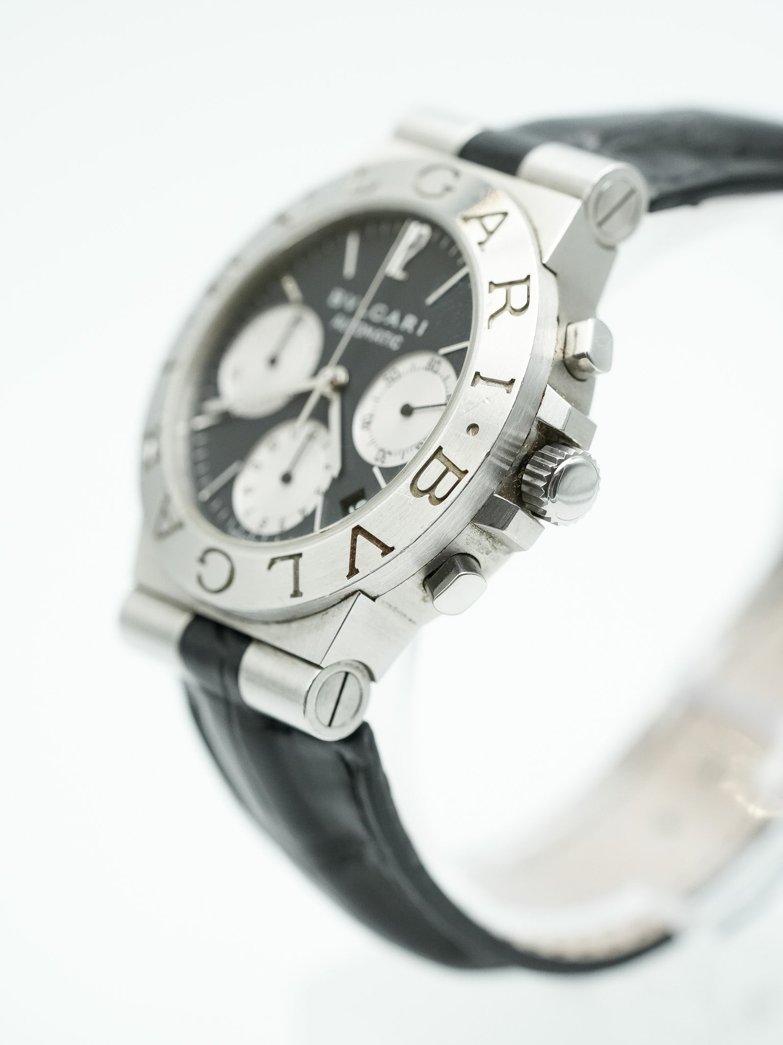 Bvlgari - Diagono Chronograph Cadran Noir - 1990s - Atelier Victor Paris - Vintage Watch Shop Dubai
