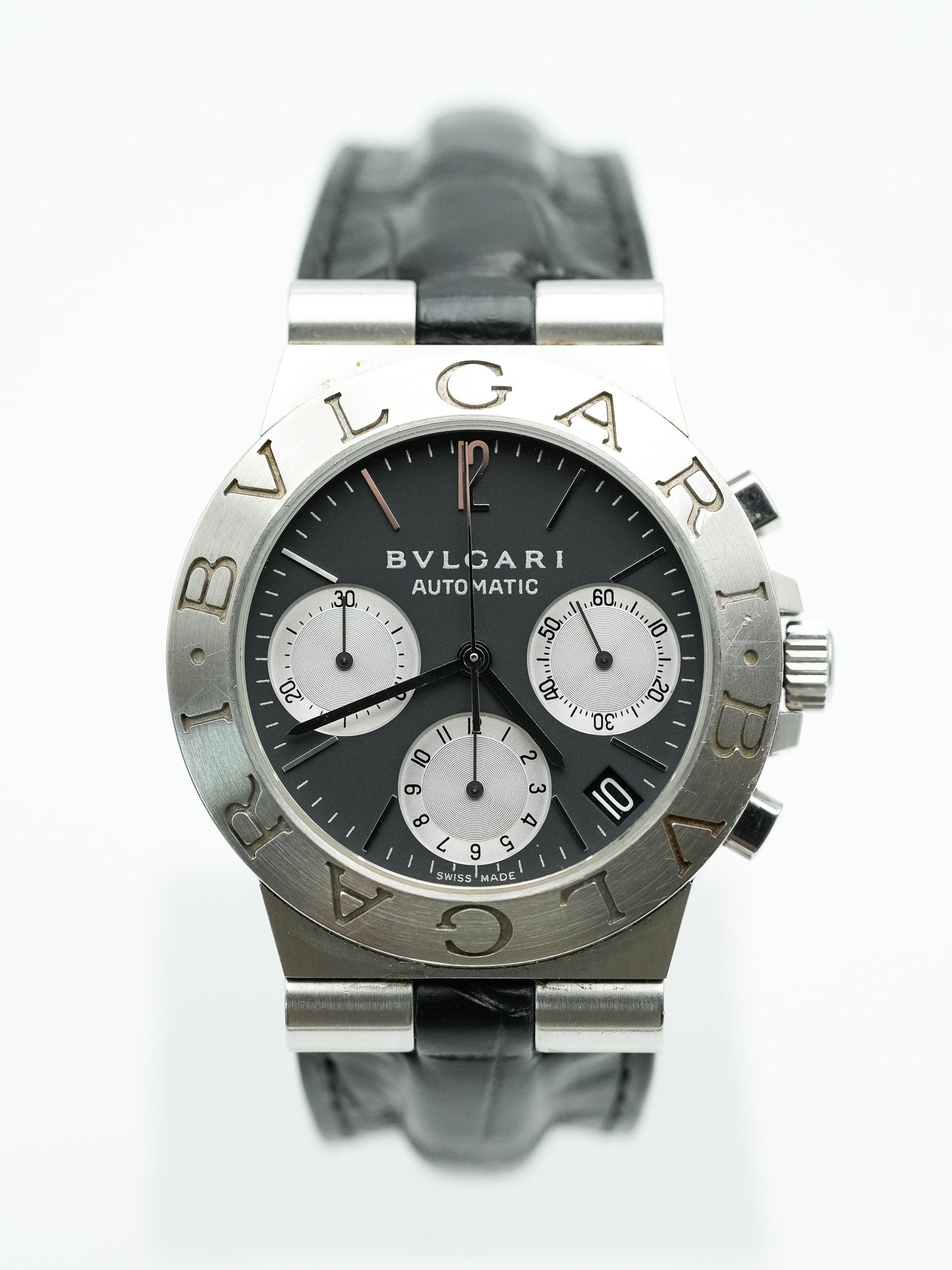 Bvlgari - Diagono Chronograph Cadran Noir - 1990s - Atelier Victor Paris - Vintage Watch Shop Dubai