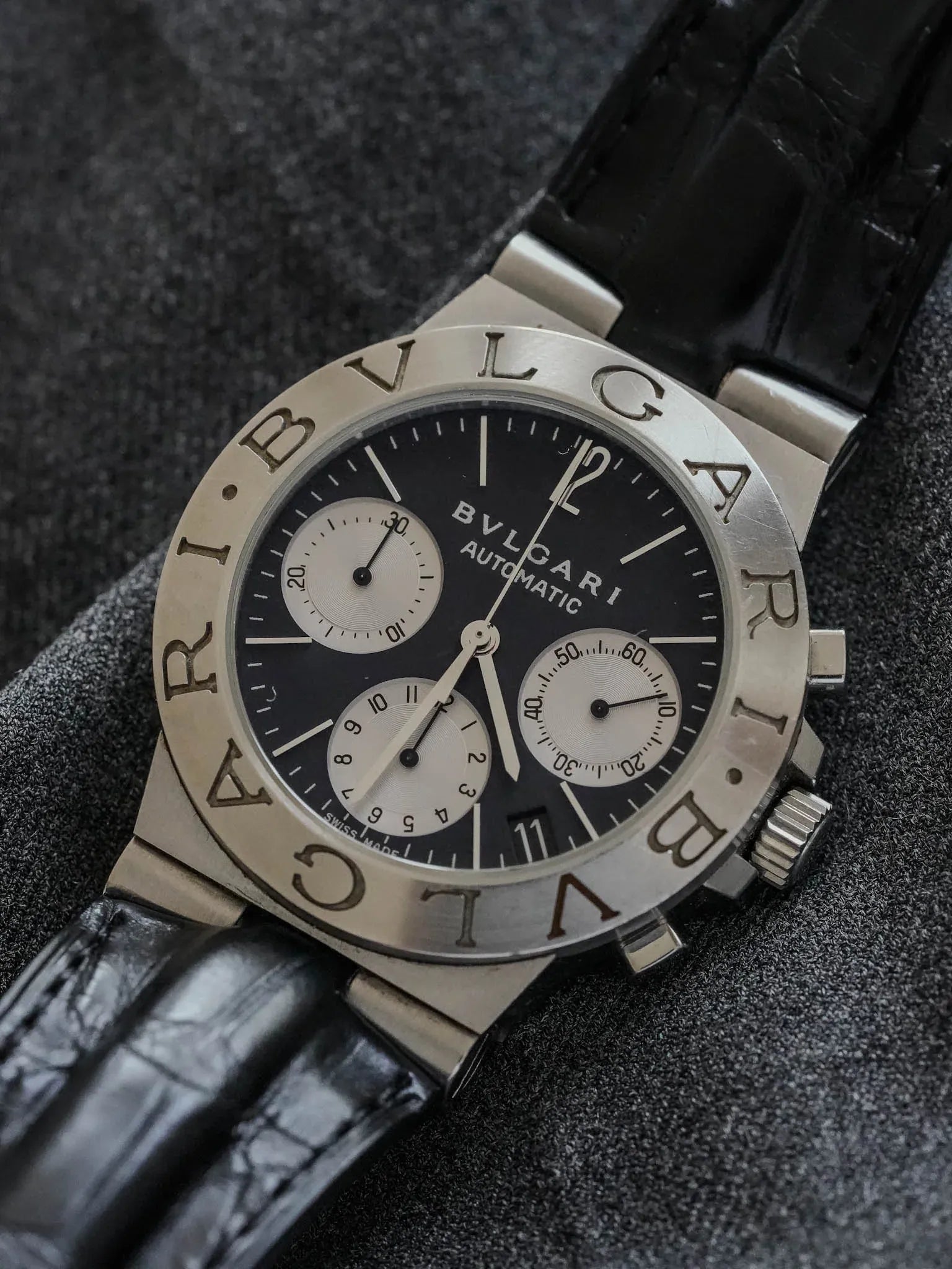 Bvlgari - Diagono Chronograph Cadran Noir - 1990s - Atelier Victor - Vintage  Shop
