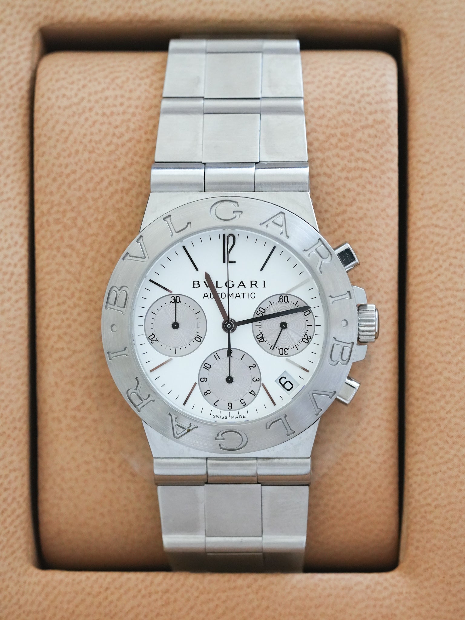 Bvlgari - Diagono Chronographe Acier - boite & papier - 2004 - Atelier Victor Paris - Vintage Watch Shop Dubai