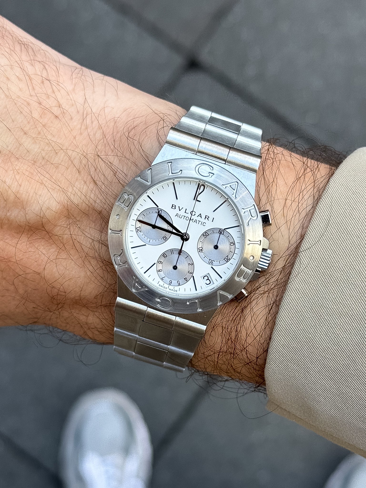 Bvlgari - Diagono Chronographe Acier - boite & papier - 2004 - Atelier Victor Paris - Vintage Watch Shop Dubai