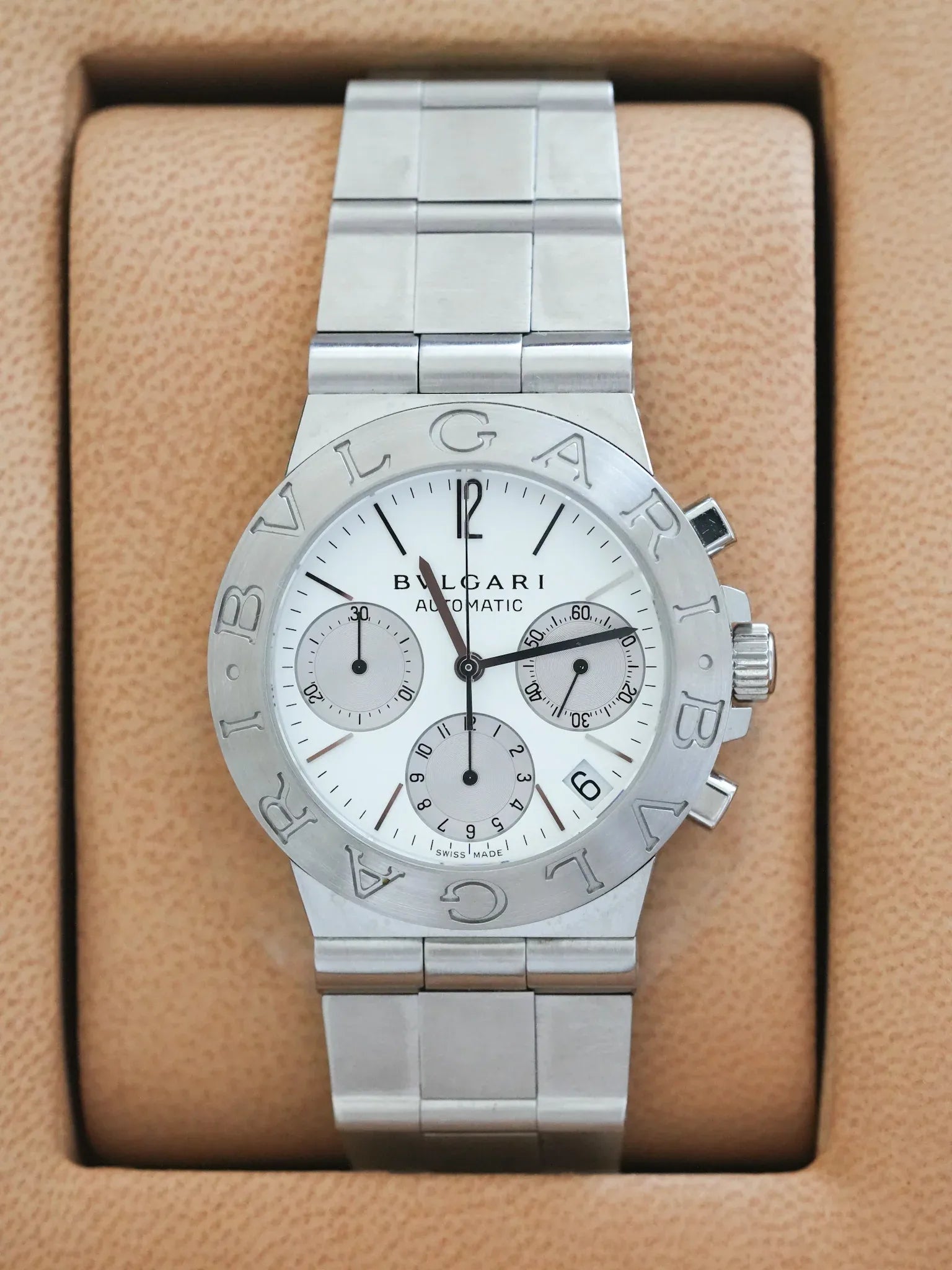 Bvlgari - Diagono Chronographe Acier - boite & papier - 2004 - Atelier Victor - Vintage  Shop