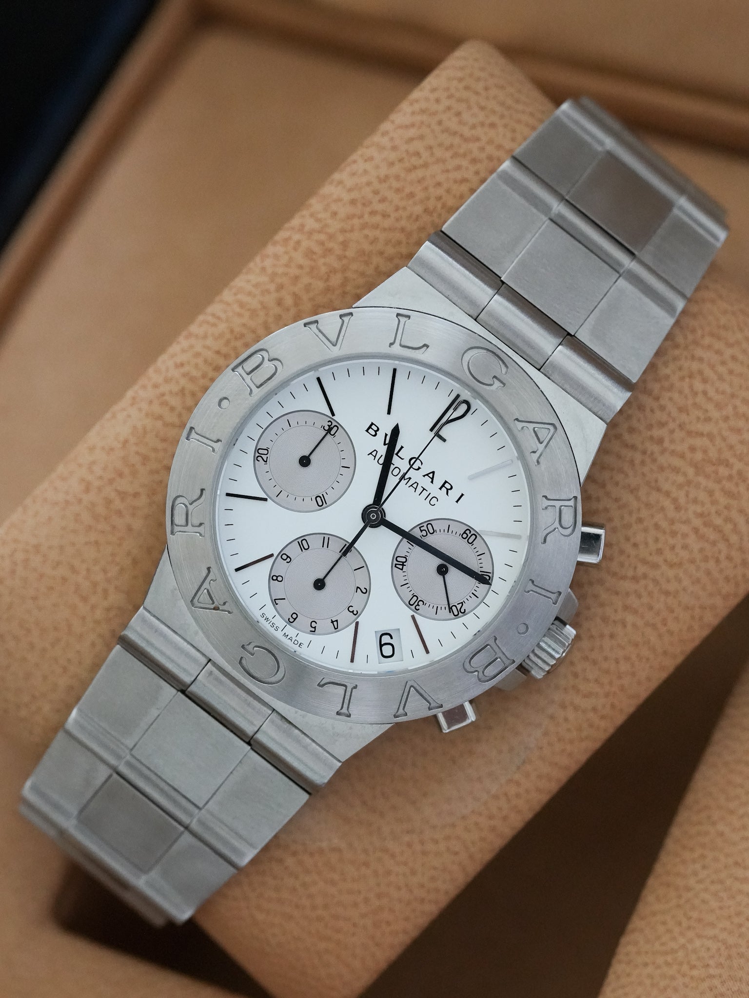 Bvlgari - Diagono Chronographe Acier - boite & papier - 2004 - Atelier Victor - Vintage  Shop