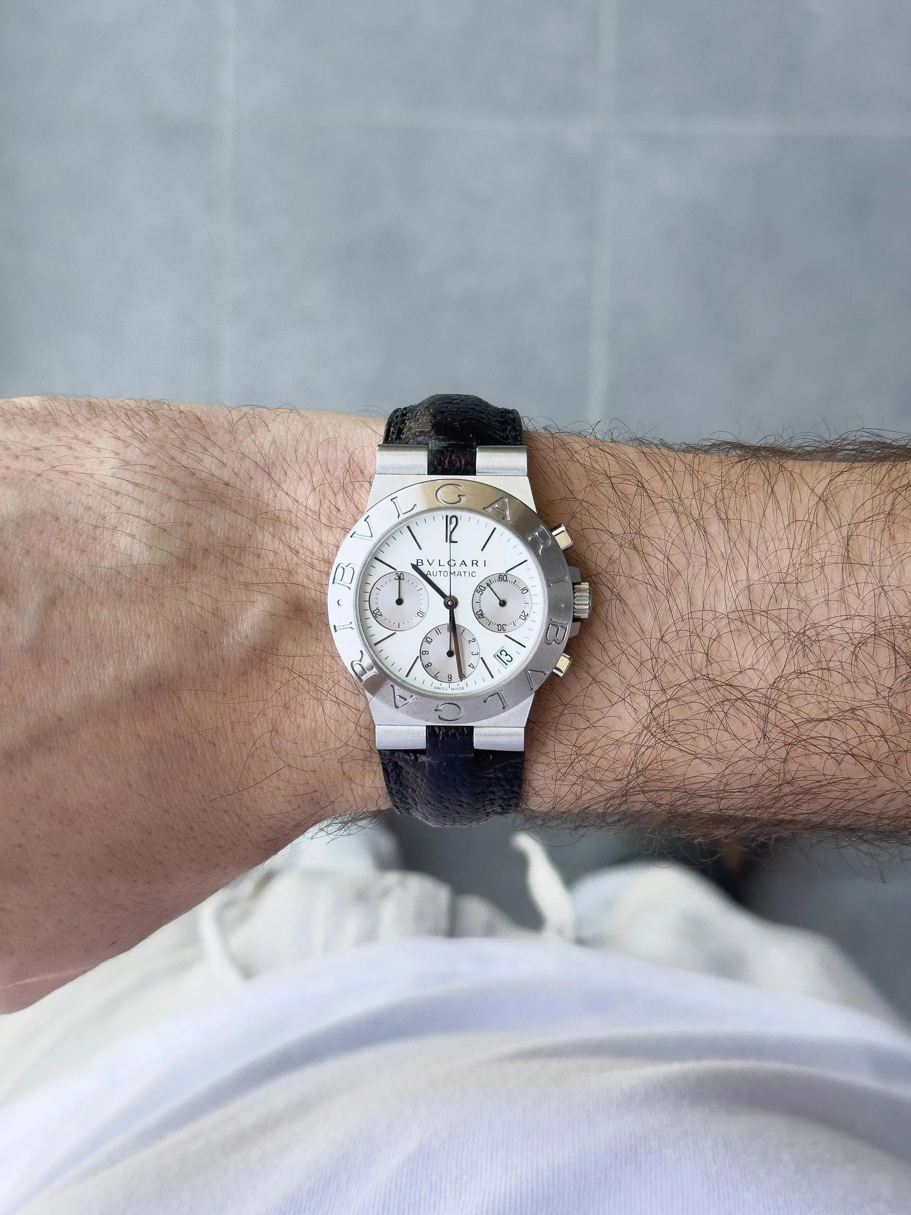 Bvlgari - Diagono Chronographe blanc - boite & papier - 2001 - Atelier Victor