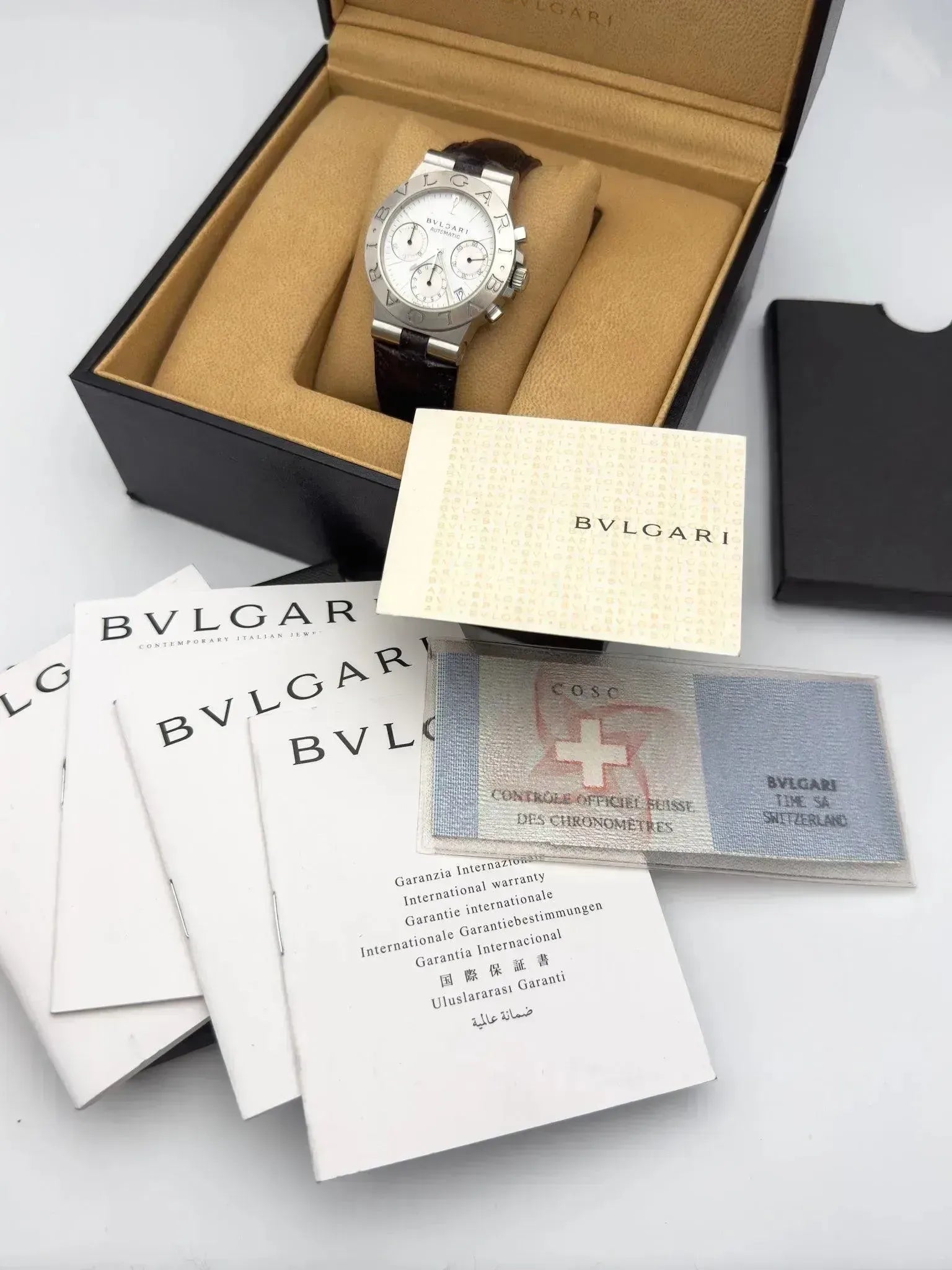 Bvlgari - Diagono Chronographe blanc - boite & papier - 2001 - Atelier Victor