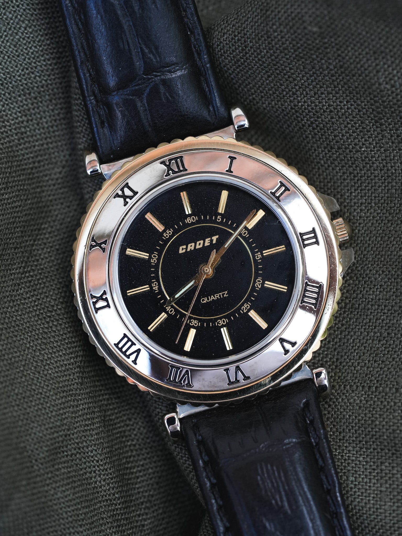 Cadet - Acier Or Cadran noir - 1990s - Atelier Victor Paris - Vintage Watch Shop Dubai