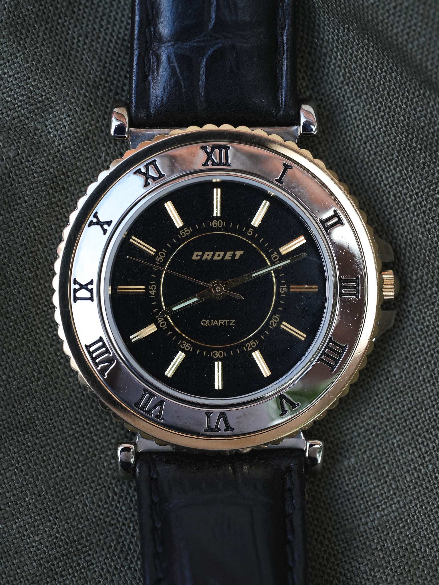 Cadet - Acier Or Cadran noir - 1990s - Atelier Victor Paris - Vintage Watch Shop Dubai