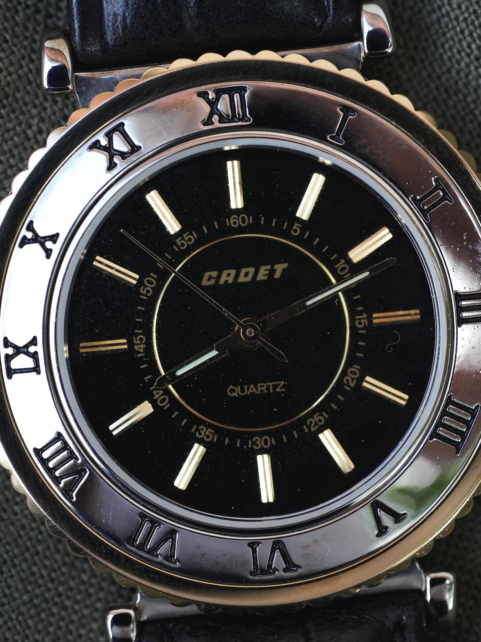 Cadet - Acier Or Cadran noir - 1990s - Atelier Victor Paris - Vintage Watch Shop Dubai