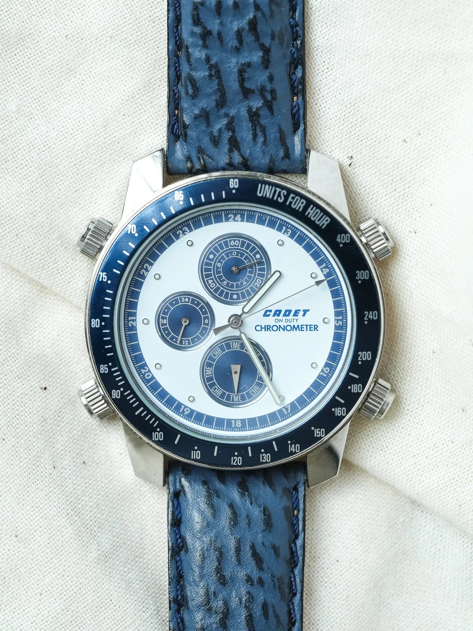 Cadet - Chronographe Acier Bleu - NOS - 1980s - Atelier Victor - Vintage  Shop