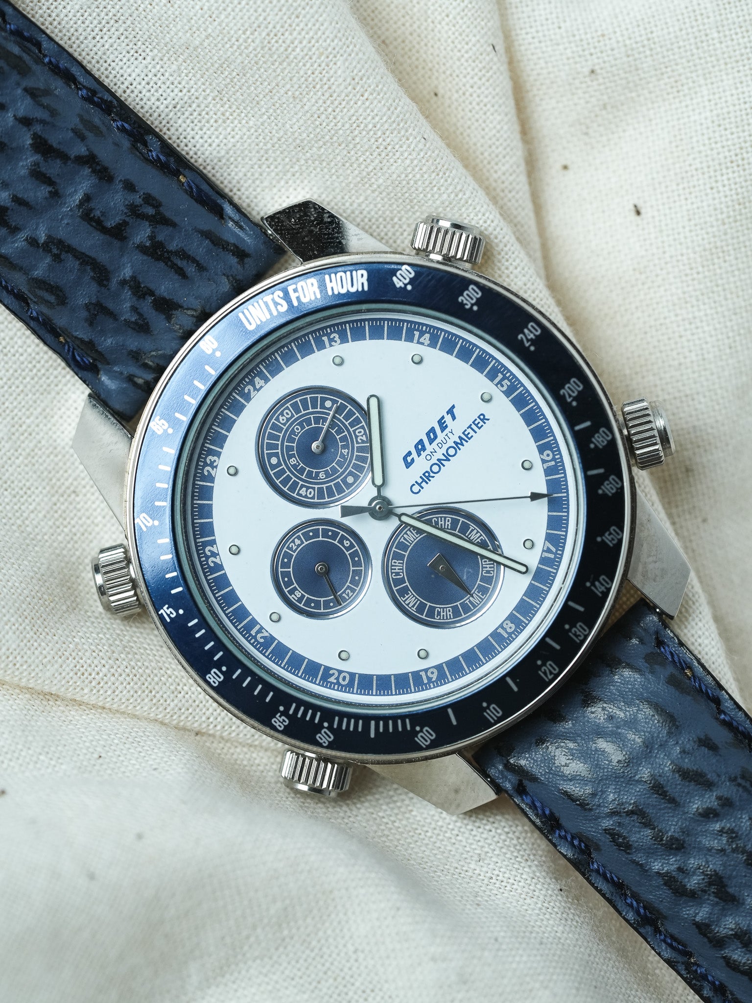 Cadet - Chronographe Acier Bleu - NOS - 1980s - Atelier Victor - Vintage  Shop