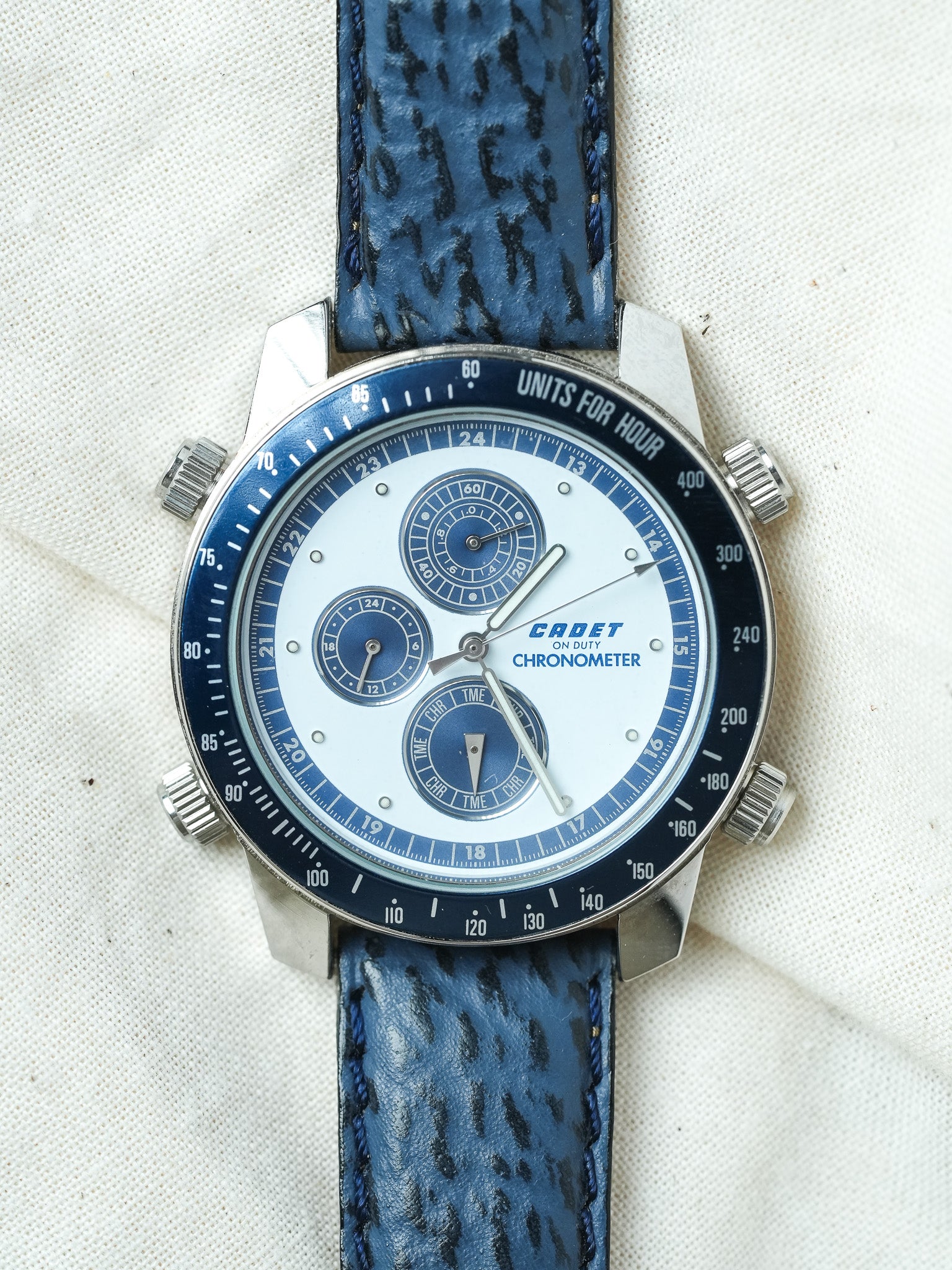 Cadet - Chronographe Acier Bleu - NOS - 1980s - Atelier Victor - Vintage  Shop