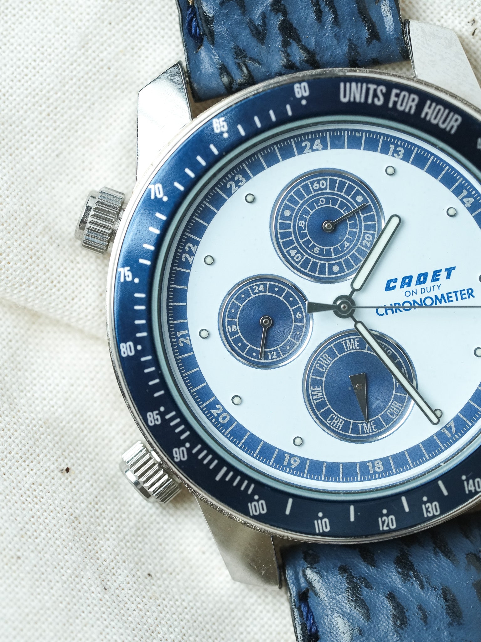Cadet - Chronographe Acier Bleu - NOS - 1980s - Atelier Victor - Vintage  Shop
