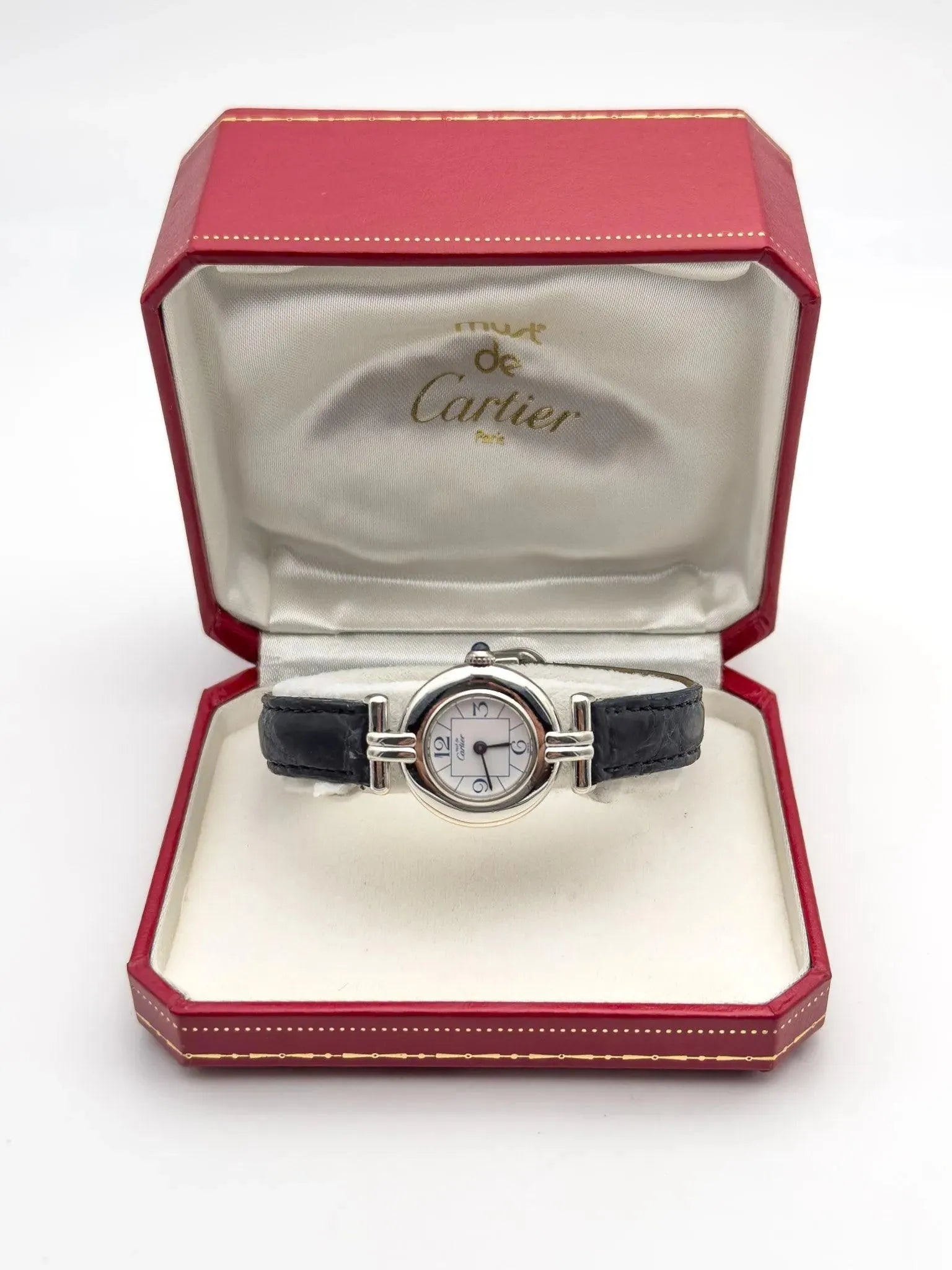 Cartier - Colisée must argent cadran blanc - boîte - 1990s - Atelier Victor Paris - Vintage Watch Shop Dubai