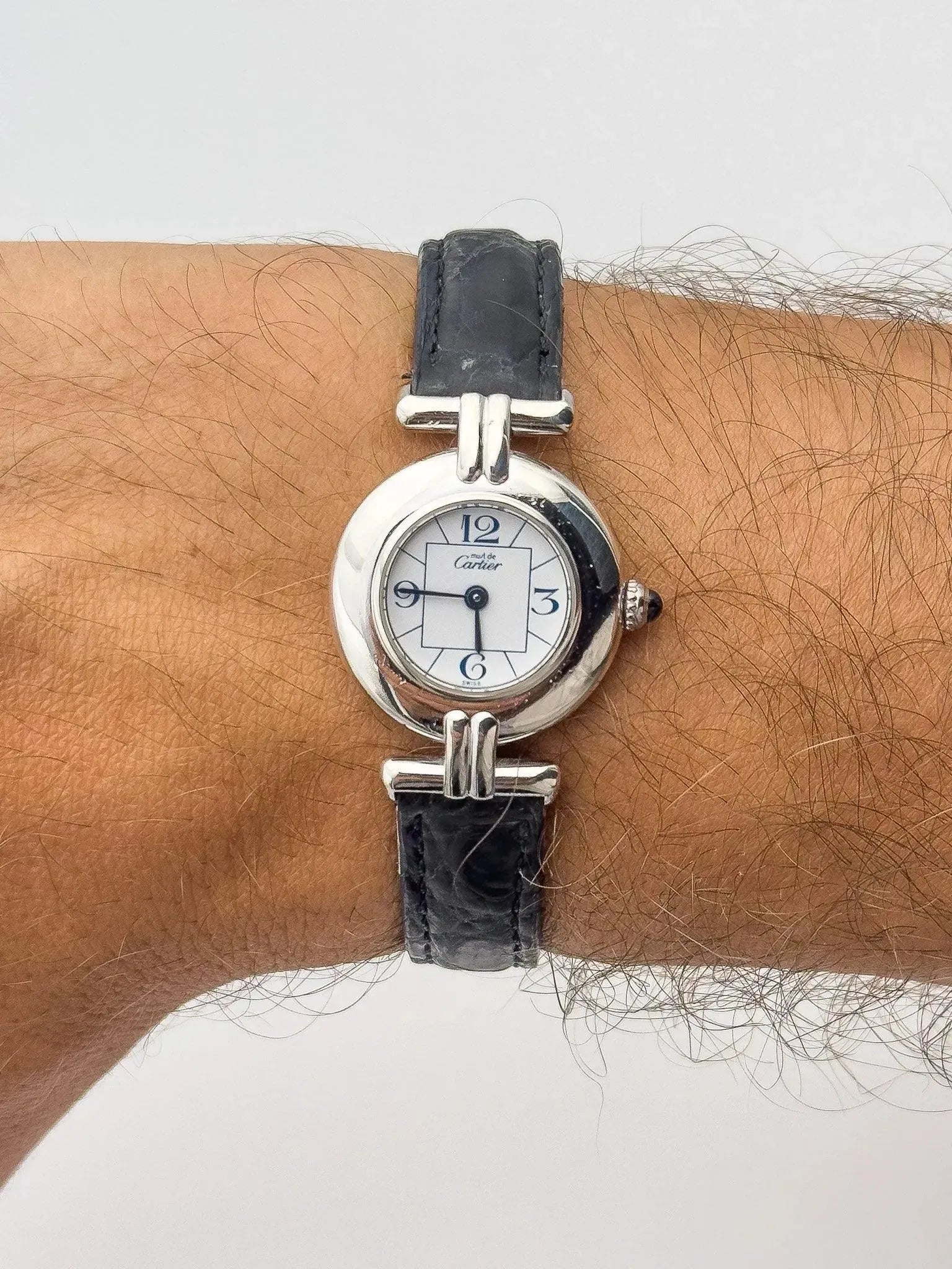 Cartier - Colisée must argent cadran blanc - boîte - 1990s - Atelier Victor - Vintage  Shop