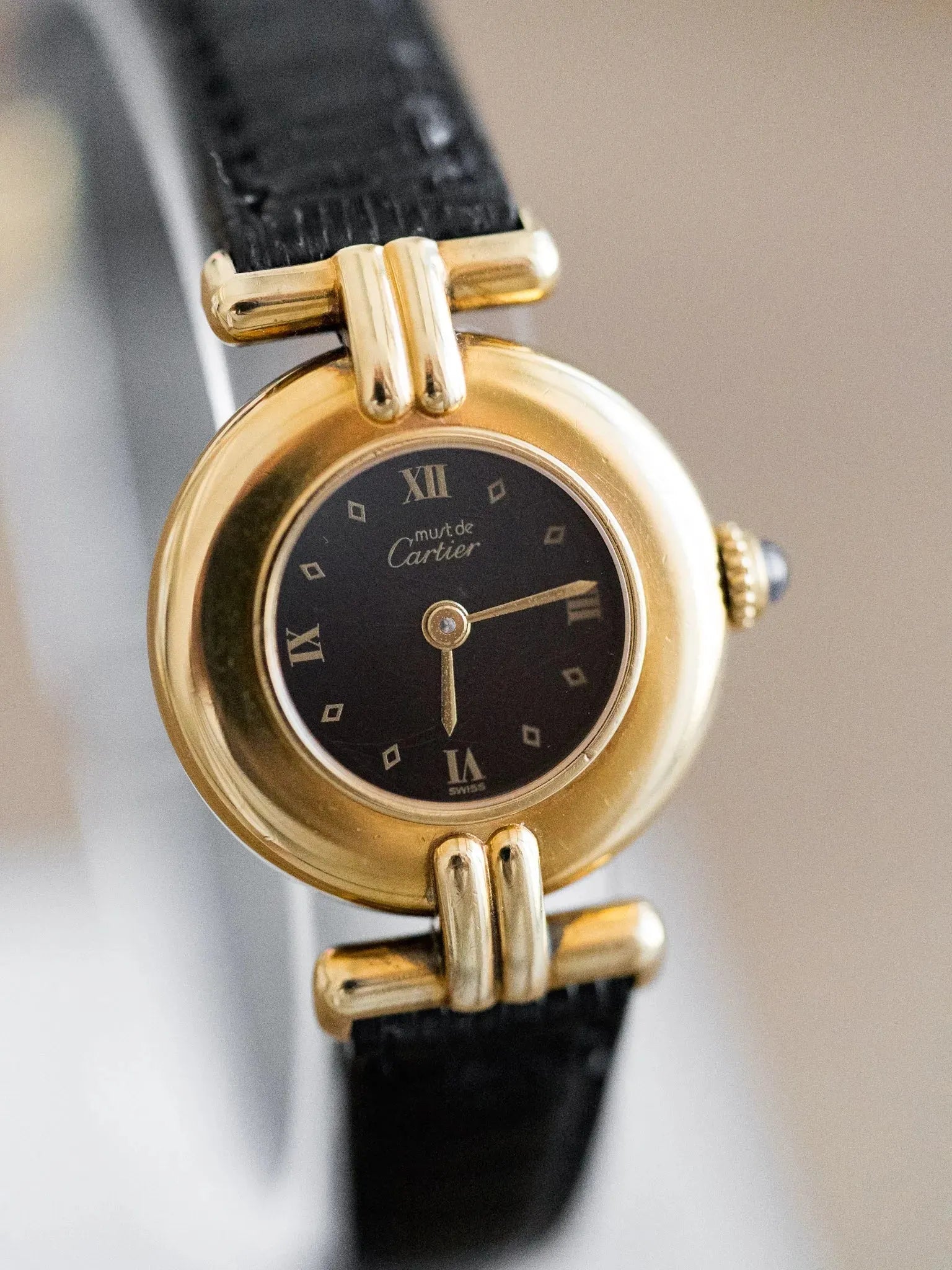 Cartier - Colisée Must Vermeil Noir Boucle ardillon - 1990s - Atelier Victor - Vintage  Shop