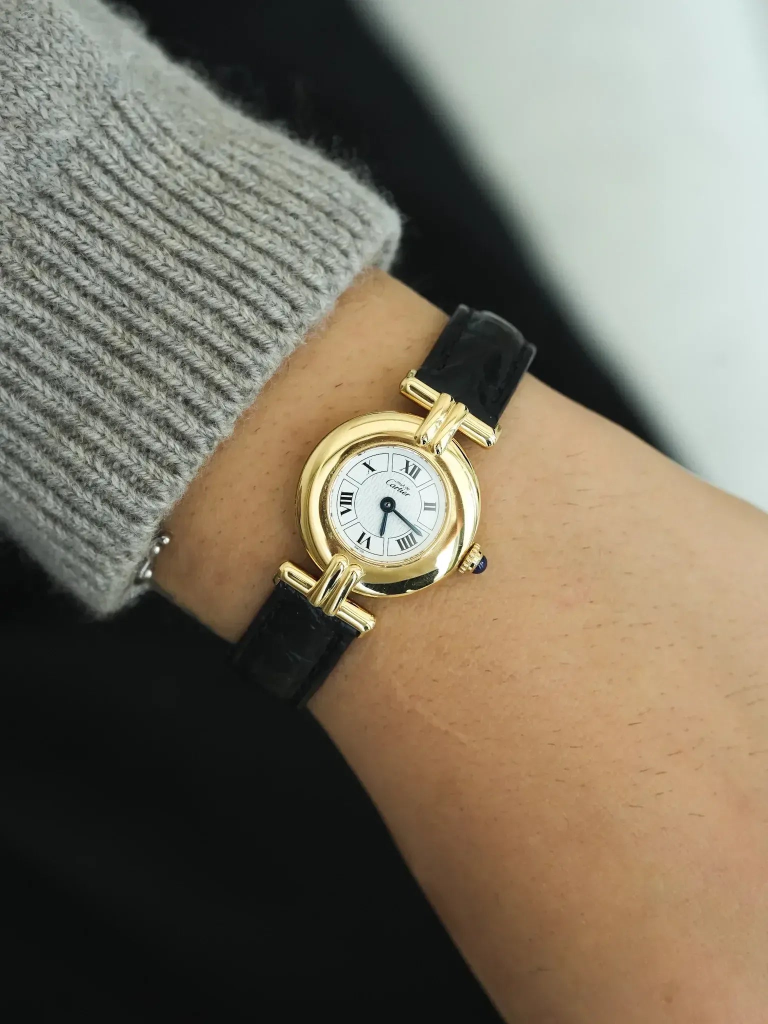 Cartier - 红宝石斗兽场 白色表盘 折叠扣 - 1990s 