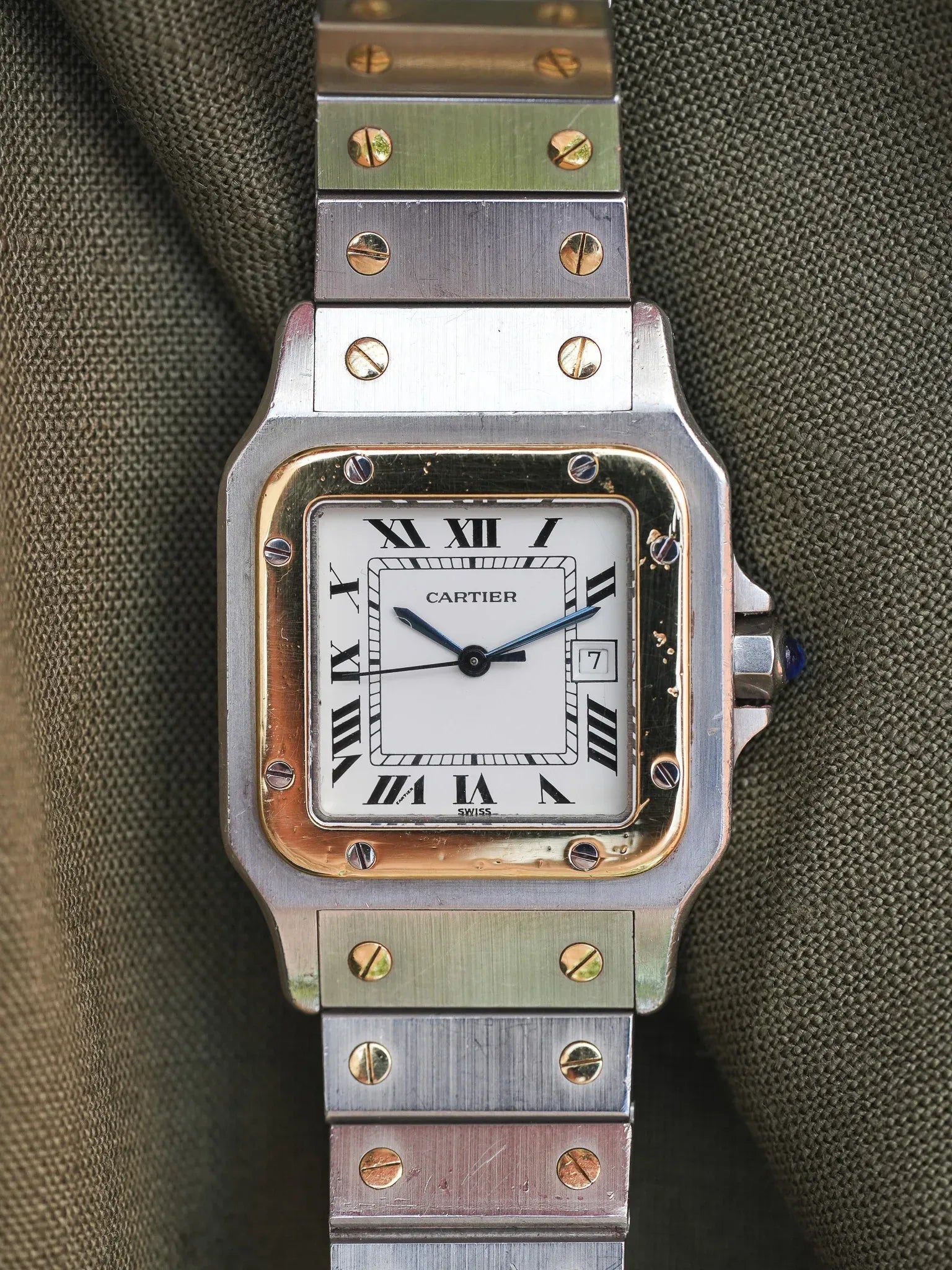 Cartier - La fameuse Santos 2961 or et acier - 1980s - Atelier Victor