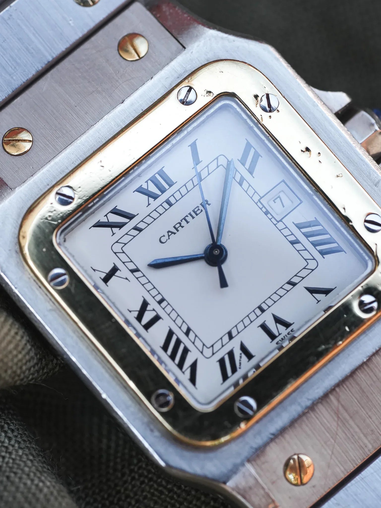 Cartier - La fameuse Santos 2961 or et acier - 1980s - Atelier Victor