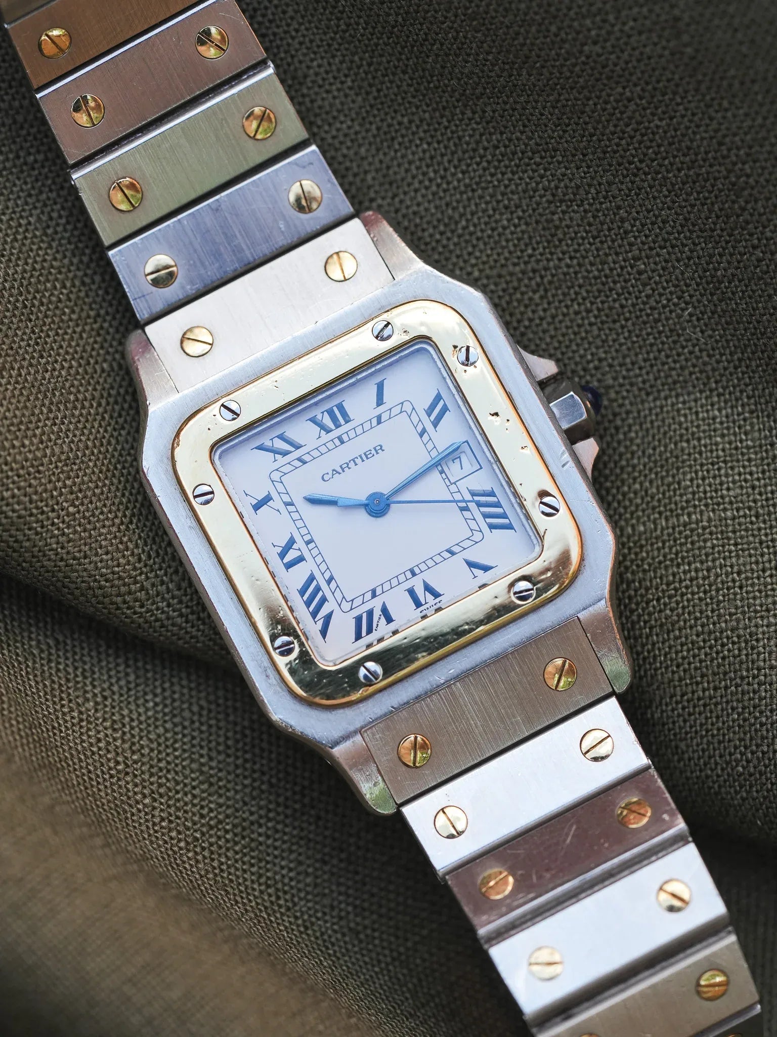 Cartier - La fameuse Santos 2961 or et acier - 1980s - Atelier Victor