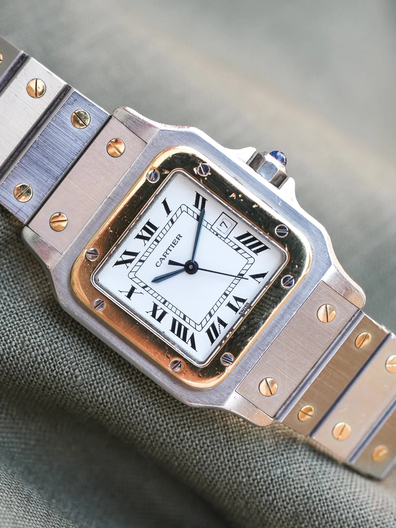 Cartier - La fameuse Santos 2961 or et acier - 1980s - Atelier Victor