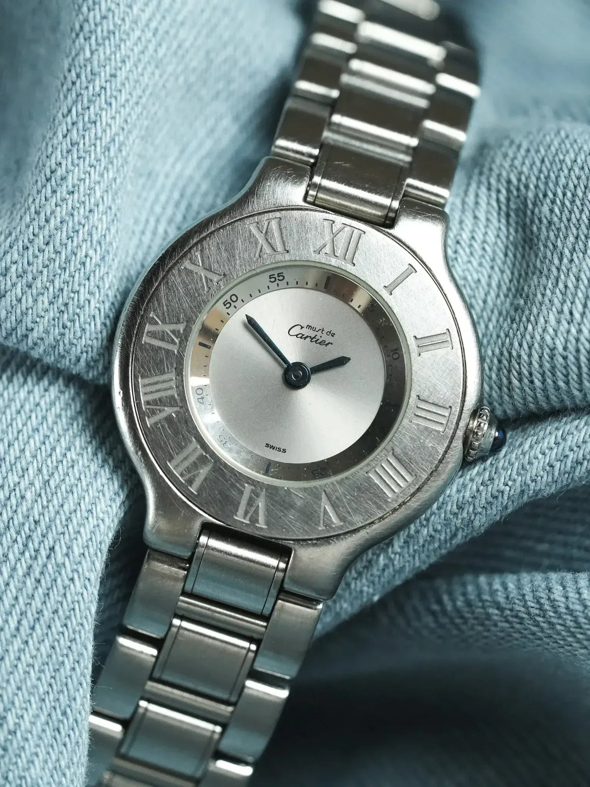 مجموعة العلبة والسوار الفولاذيين الأصليين - ساعة Cartier Must 21 1340 فينتاج - Atelier Victor