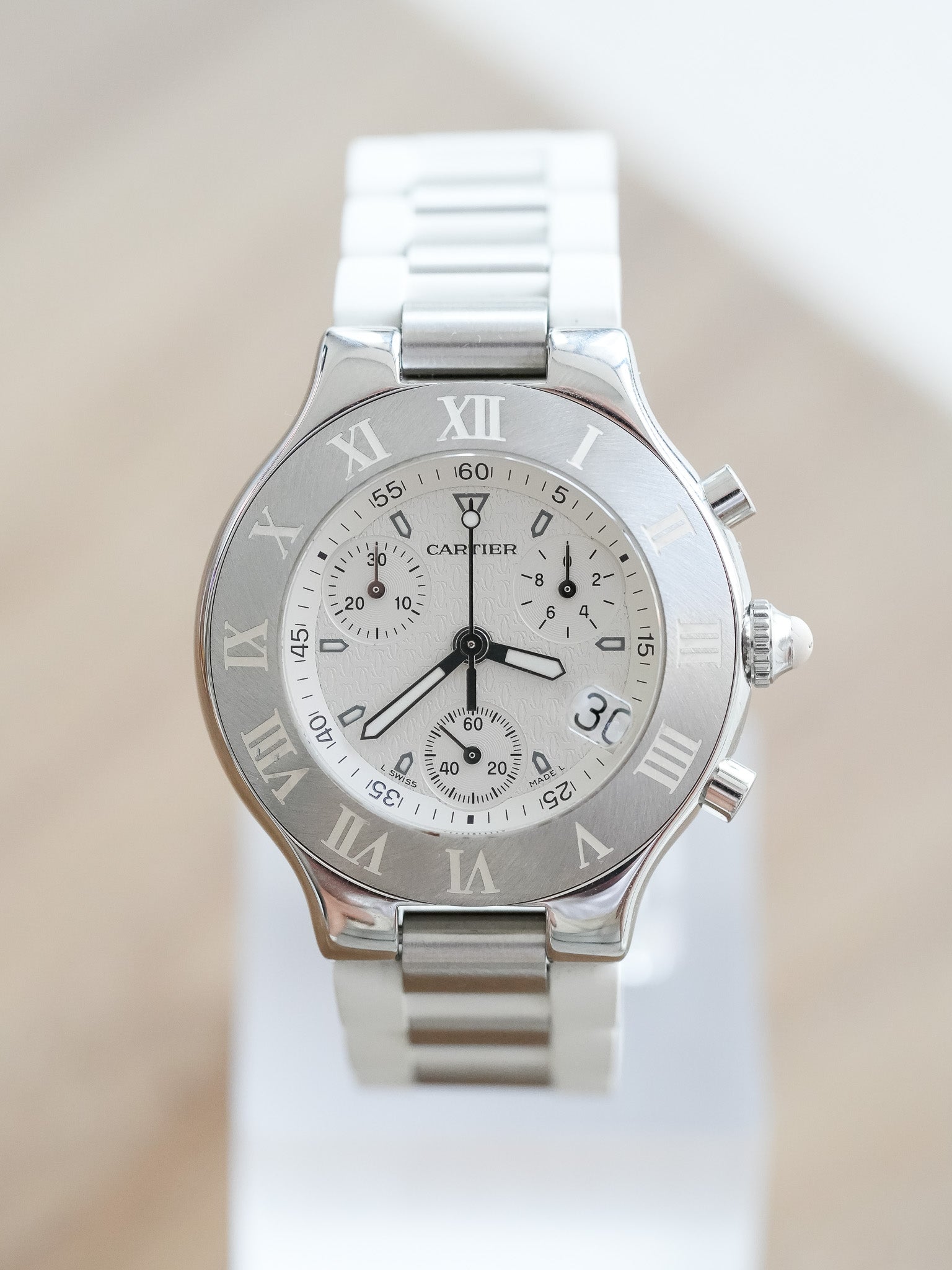 Cartier - Must Chronographe Blanc - 1990s - Atelier Victor Paris - Vintage Watch Shop Dubai