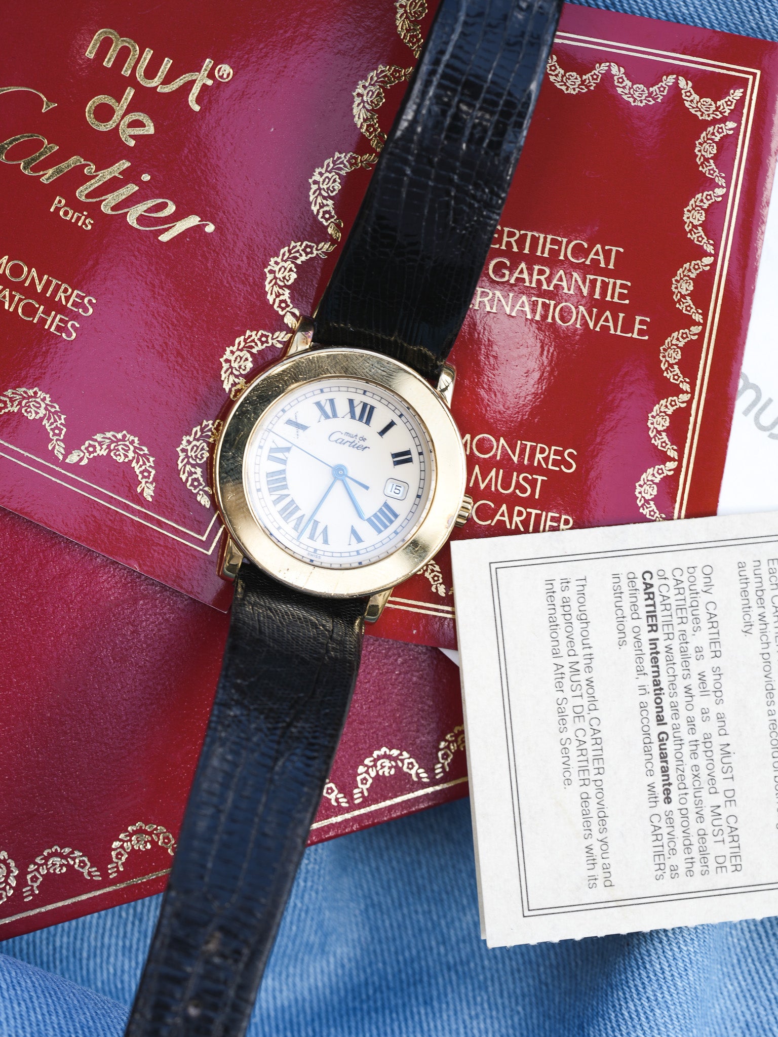 Cartier - Must de Cartier Ronde Vermeil Large - Boîte & Papier - 1994 - Atelier Victor Paris - Vintage Watch Shop Dubai