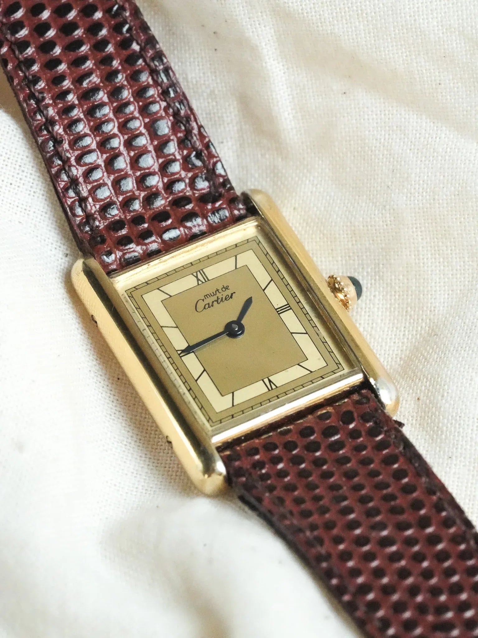 Cartier - Must de Cartier Tank Ref 590005 23x30 Vermeil Quartz Cadran Or Romain - 1980s - Atelier Victor
