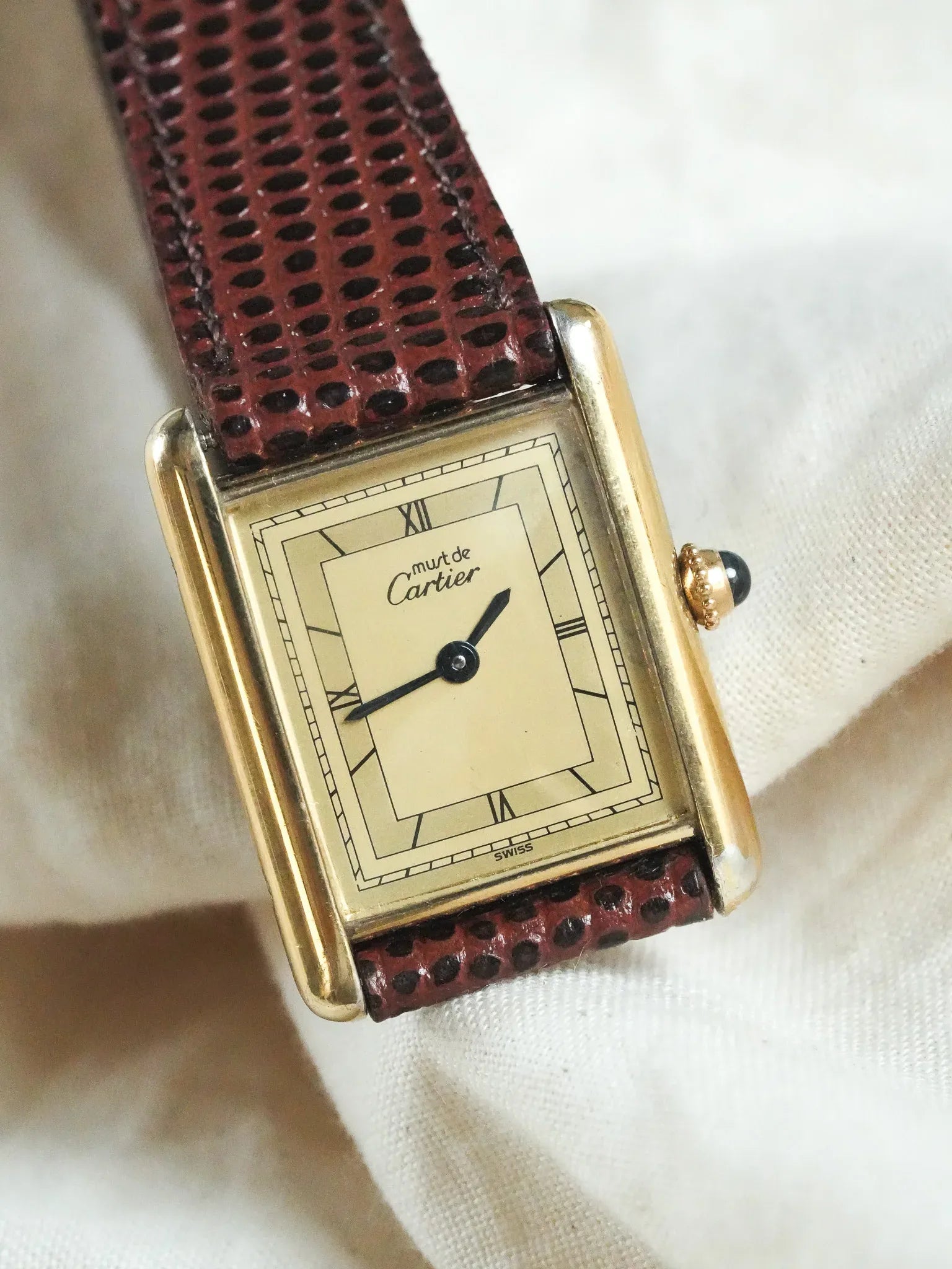 Cartier - Must de Cartier Tank Ref 590005 23x30 Vermeil Quartz Cadran Or Romain - 1980s - Atelier Victor