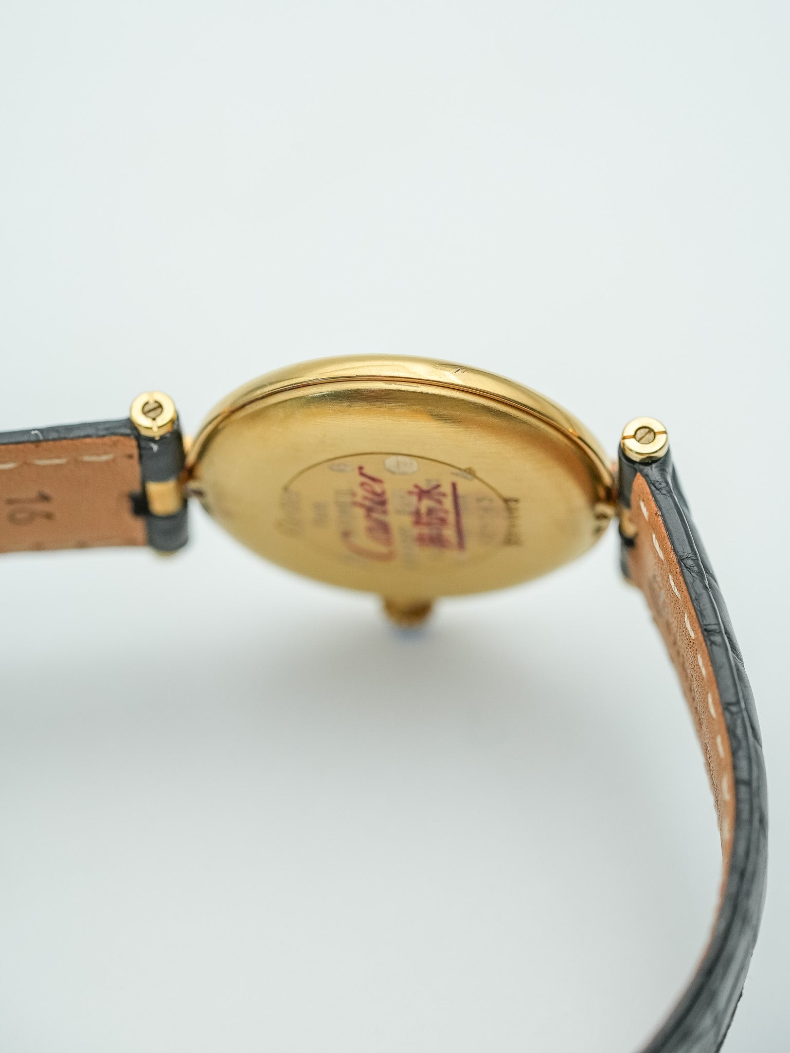 Cartier - Must de Vendôme vermeil Cadran noir avec boucle deployante - 1990s - Atelier Victor Paris - Vintage Watch Shop Dubai