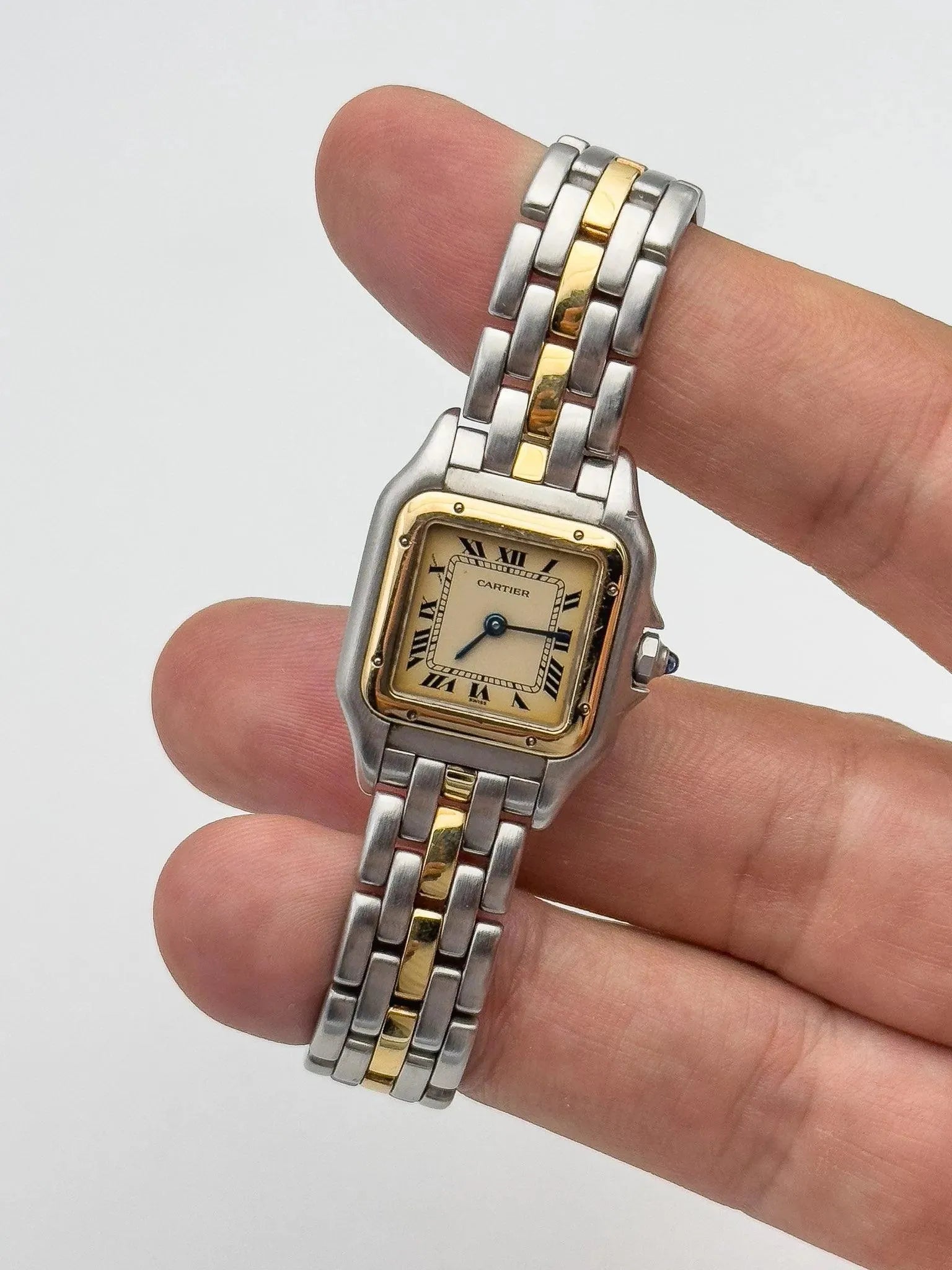 Cartier - Panthere Acier Or 1 rangée 24mm - boite - 1990s - Atelier Victor - Vintage  Shop