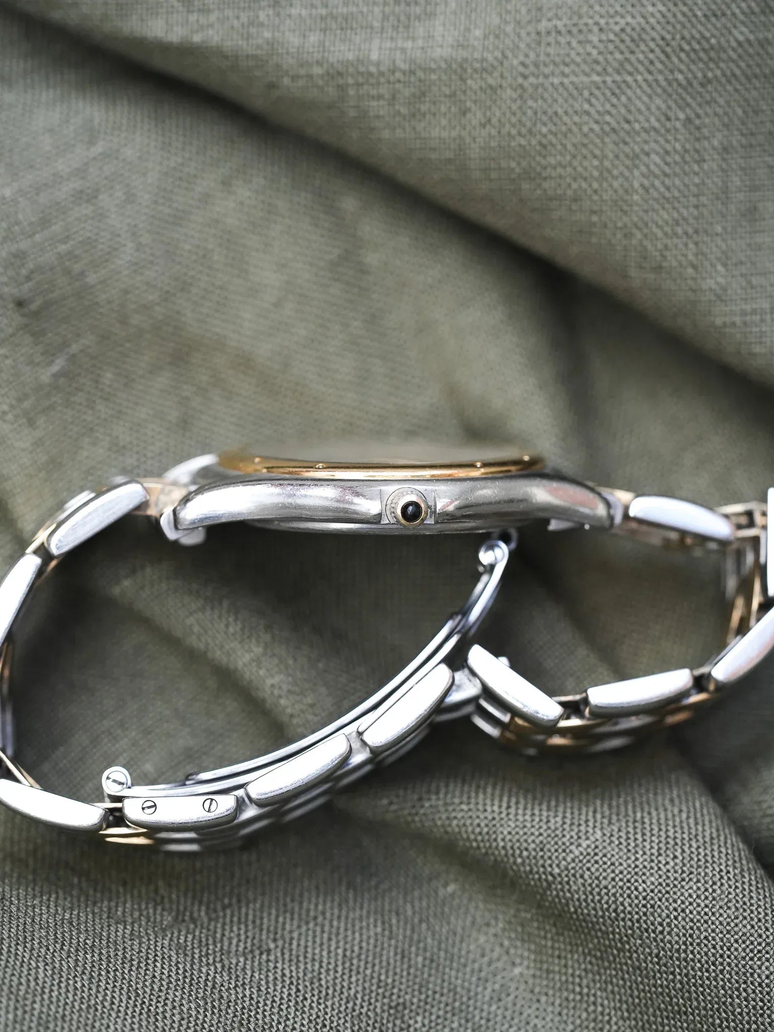Cartier - Panthère Cougar 187904 Large Acier Or 2 rangées - 1990s - Atelier Victor - Vintage  Shop